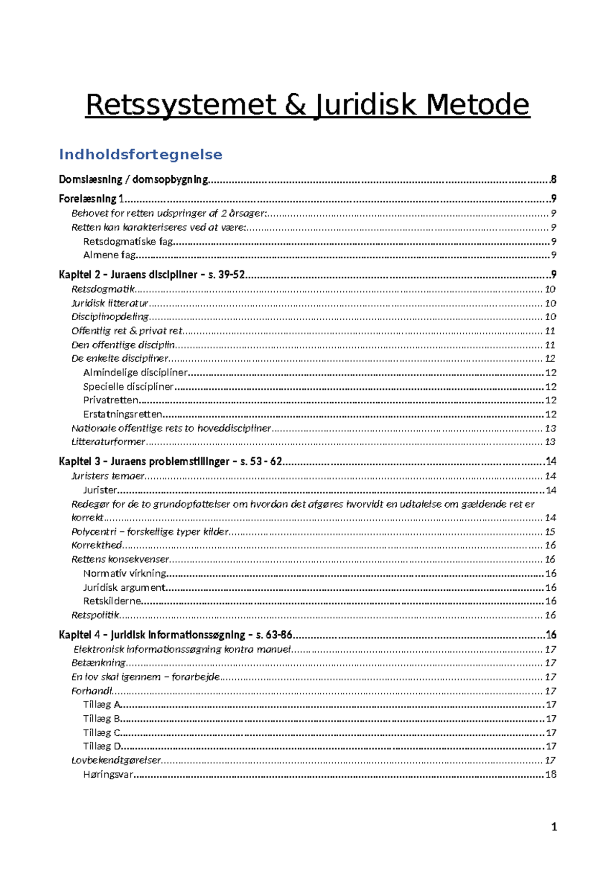 Retssystemet Juridisk Metode Noter - Retssystemet & Juridisk Metode ...