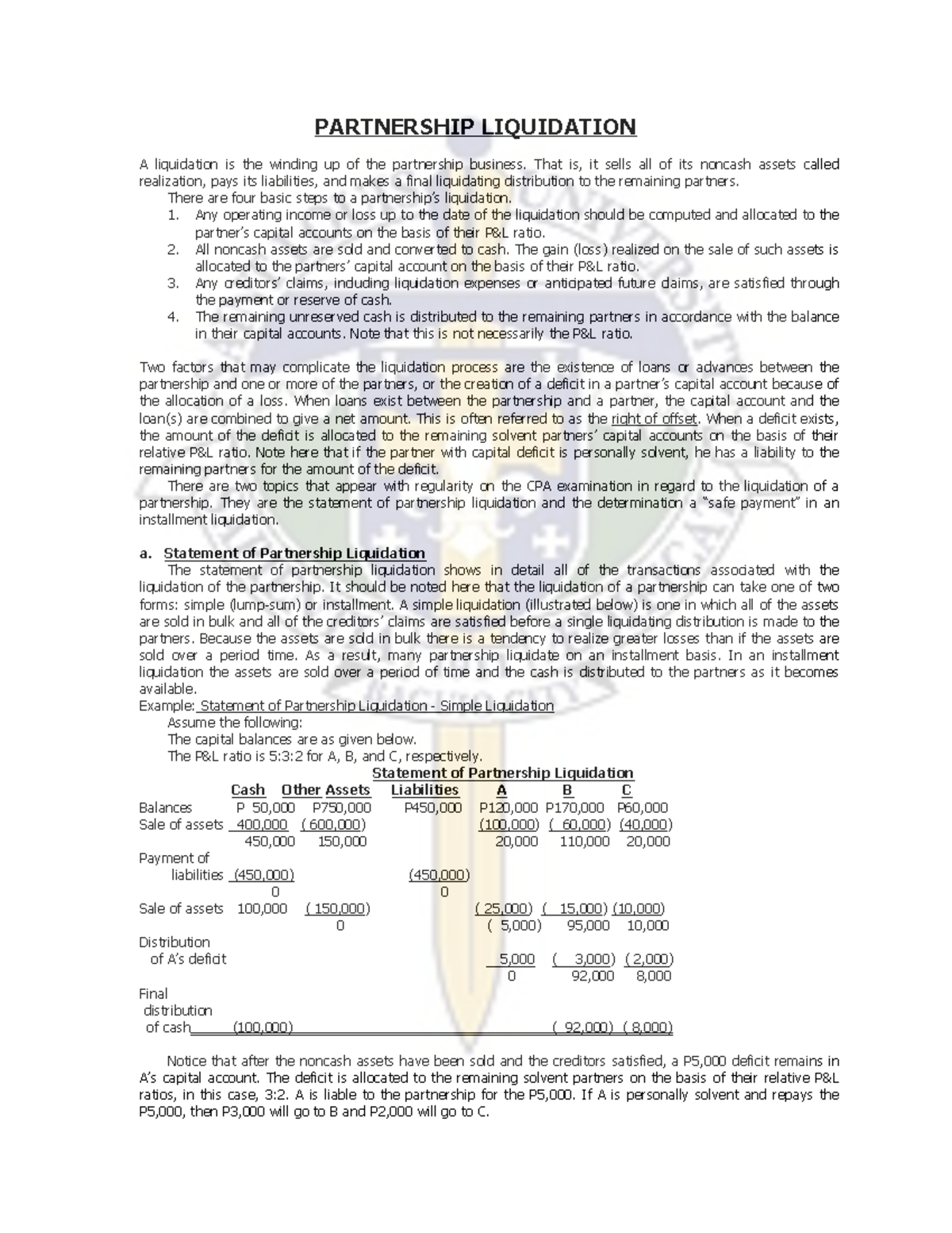 CMPC 131 4-Partnership Liquidation - PARTNERSHIP LIQUIDATION A ...