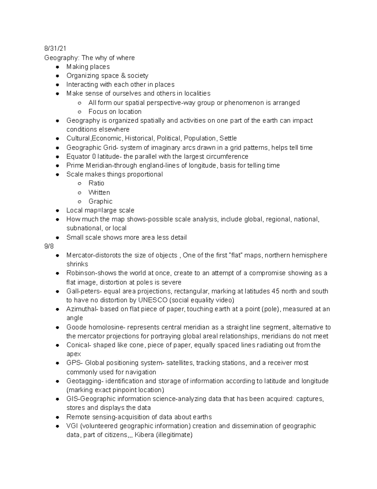 Class notes for Intro to Geograohy - 8/31/ Geography: The why of where ...