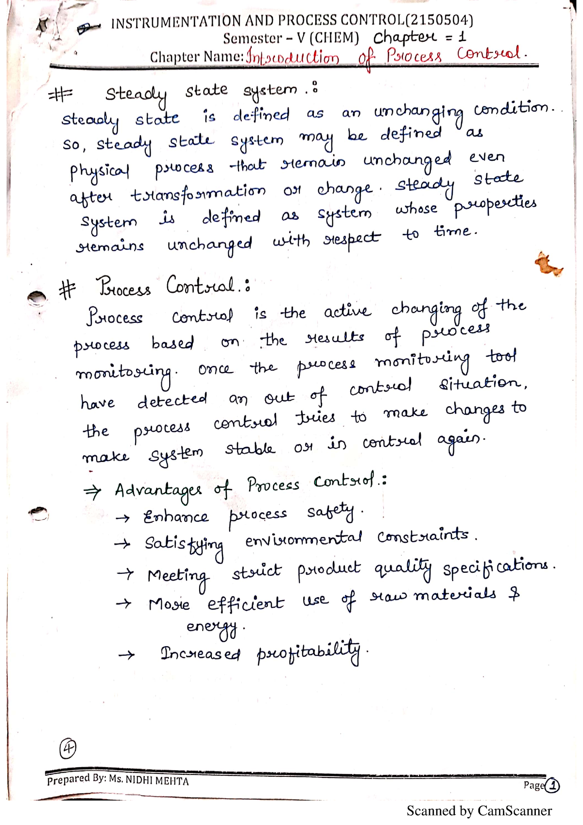 Chapter-1-introduction Of Process Control - Chemical Engineering - Studocu