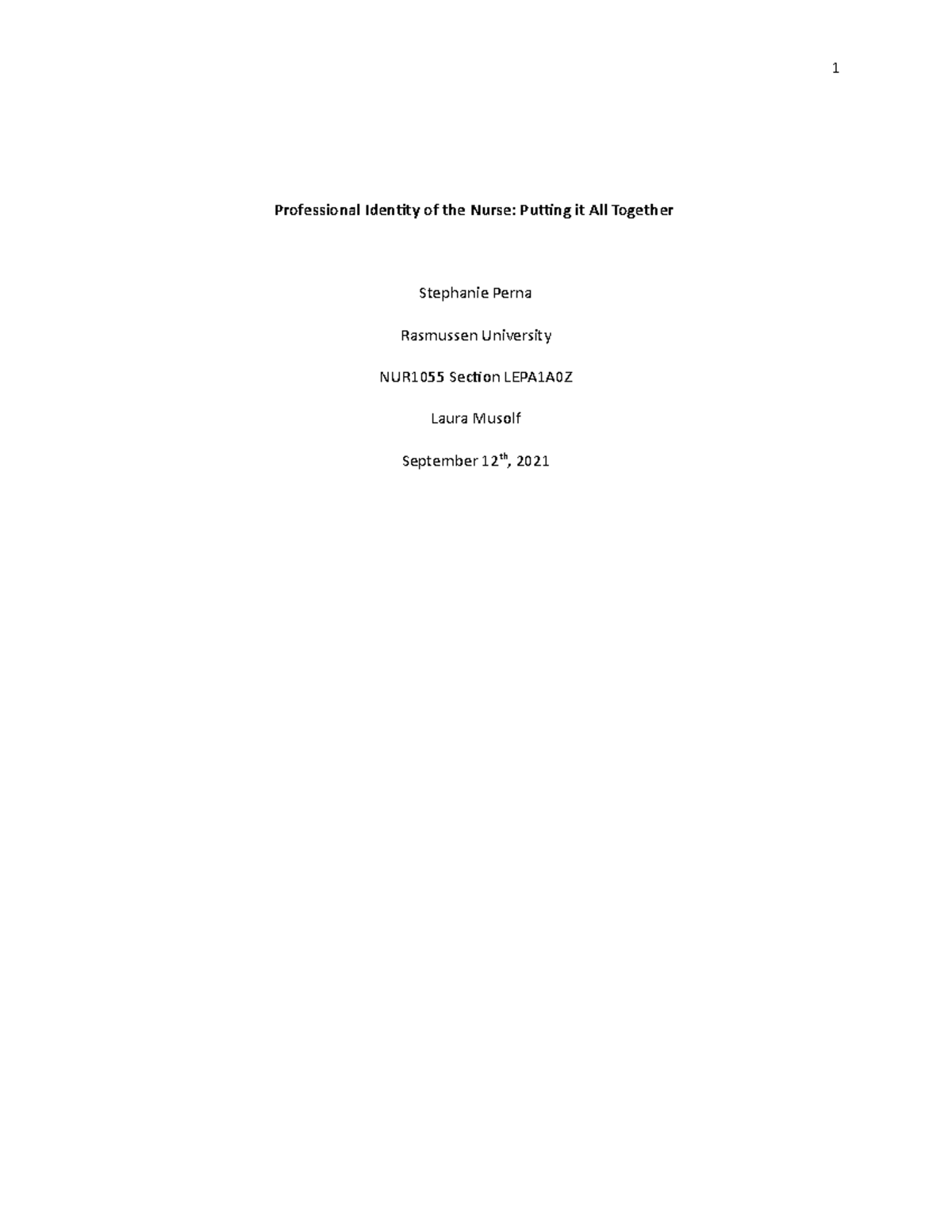 SPerna Module 10 Course Project - Part 3 - Professional Identity of the ...