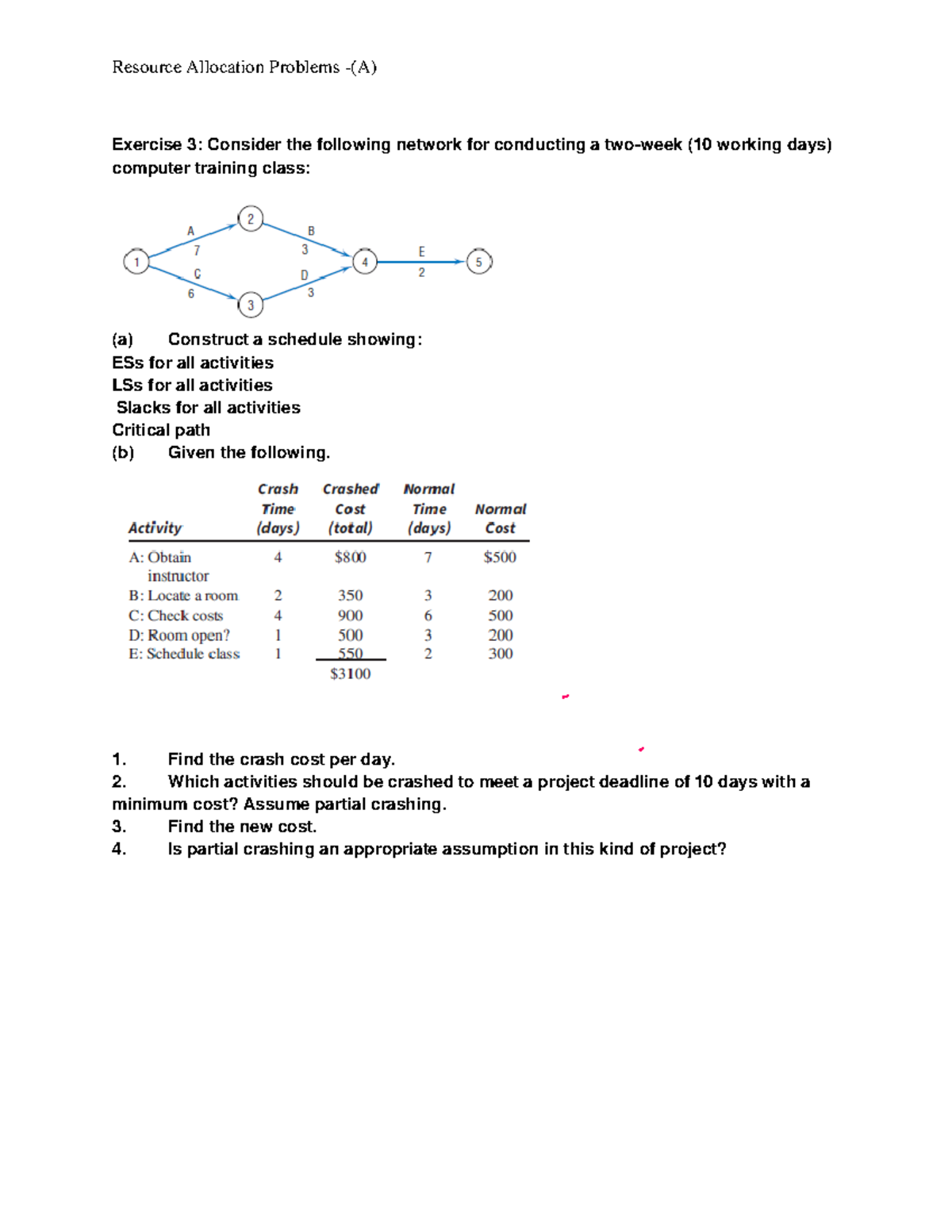 Assignment 1-Resource alloaction - Resource Allocation Problems - (A ...
