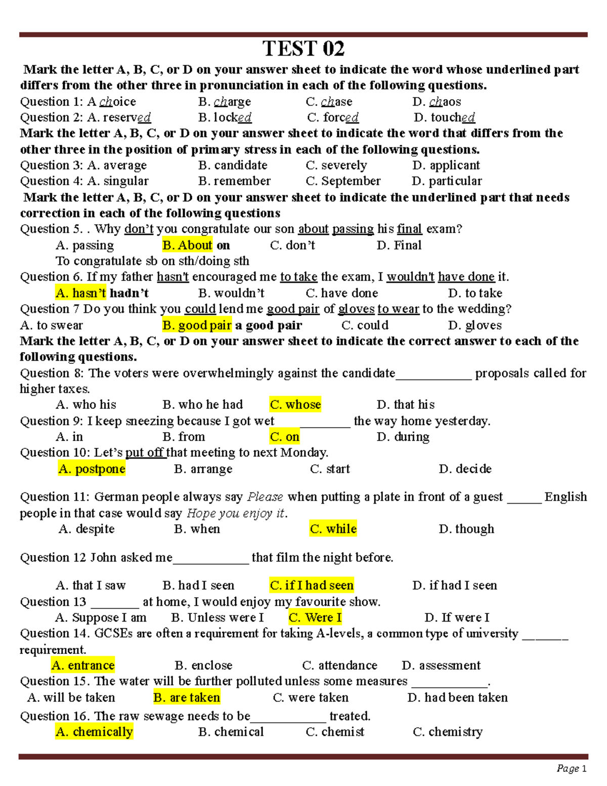 TEST 02 - abc - TEST 02 Mark the letter A, B, C, or D on your answer ...