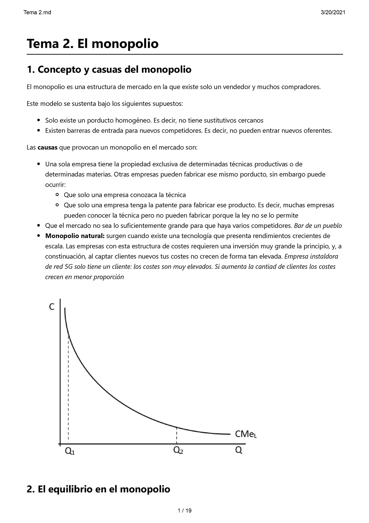 Monopolio - Tema 2. El Monopolio 1. Concepto Y Casuas Del Monopolio El ...