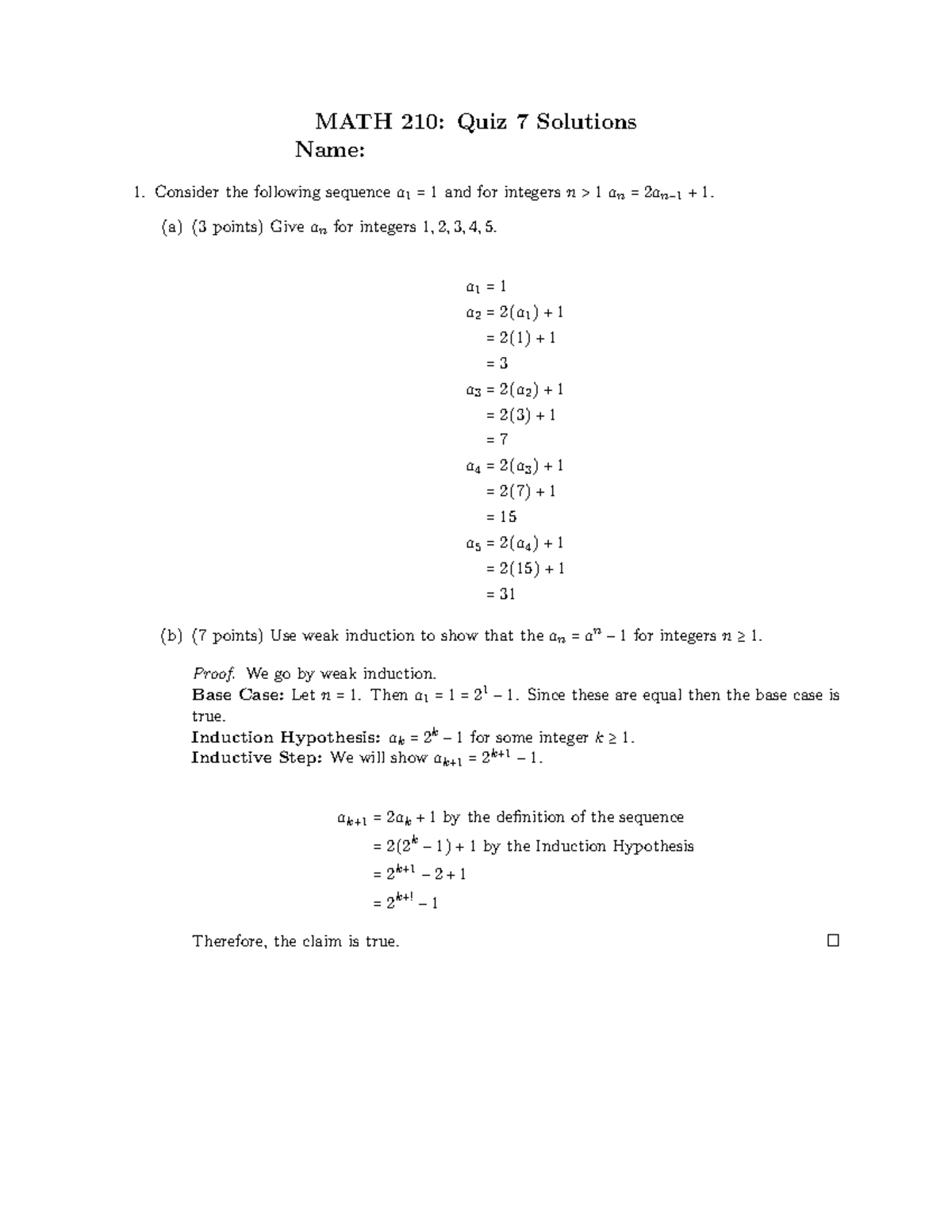 Quiz 7 Fall 19 Soln - Discrete Math Quiz Solutions Emily Bergman - MATH ...