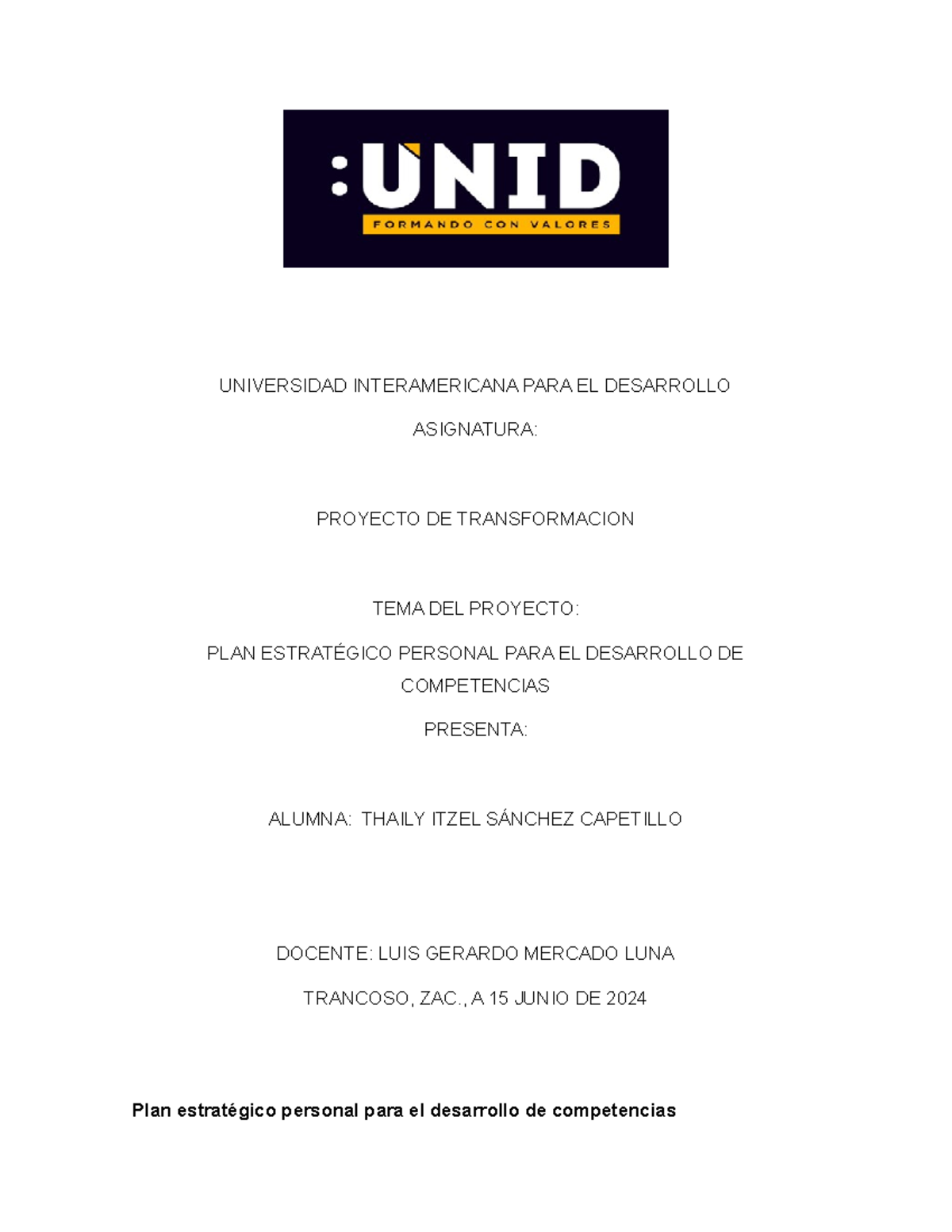 Estructura Proyecto De Transformacion Universidad Interamericana Para El Desarrollo