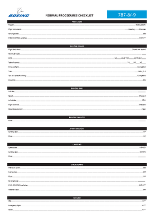 UKV PRD B737 Checklist V2 - BOEING 737- 700/800 - NORMAL CHECKLIST PRE ...