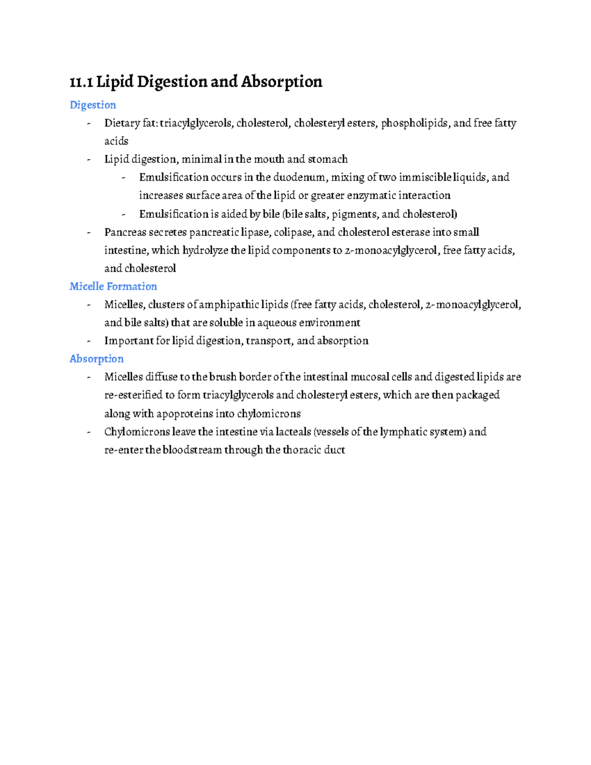 Chapter 11 - Lipid and Amino Acid Metabolism - 11 Lipid Digestion and ...