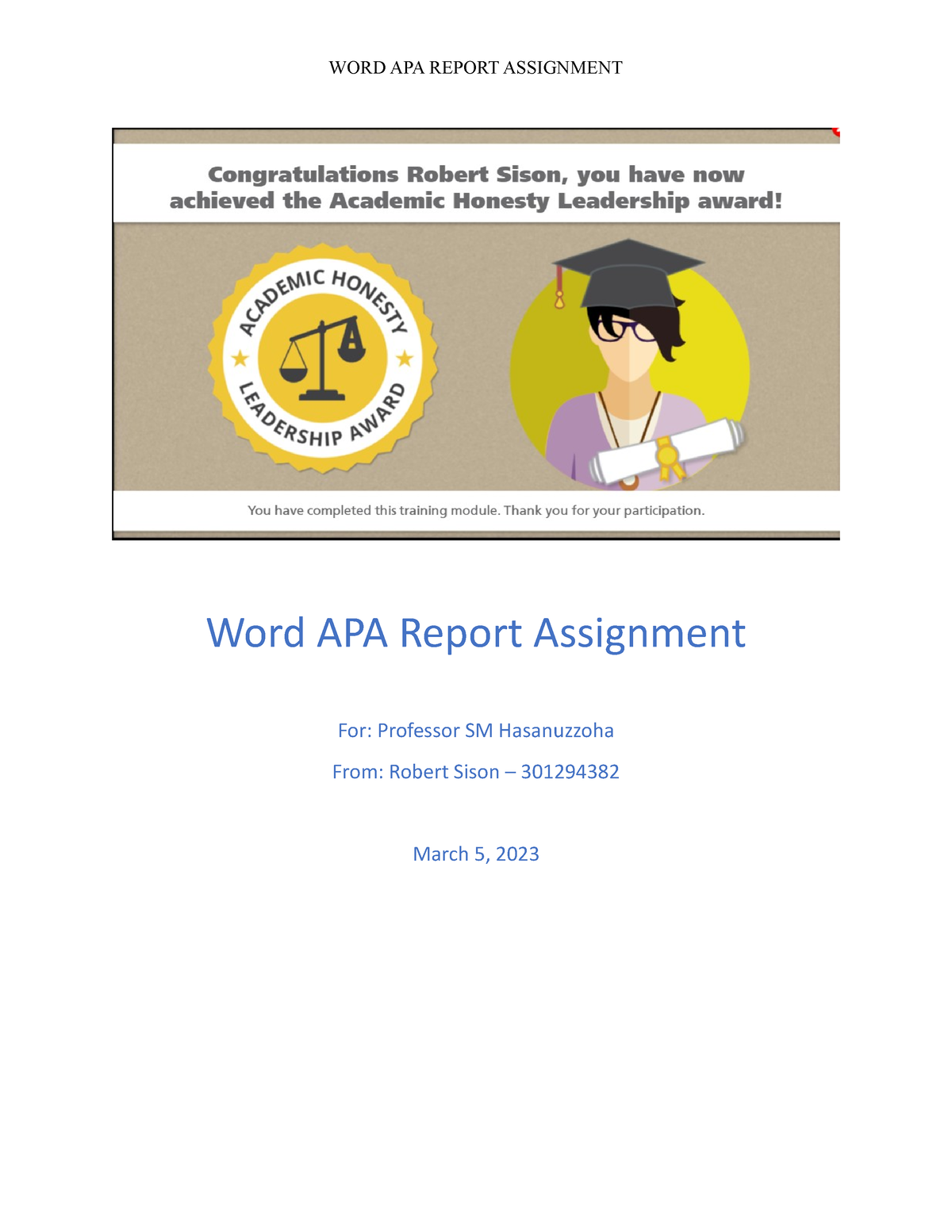 word apa report assignment