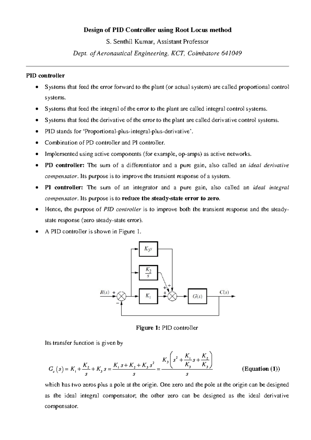 Design of pid controller - Design of PID Controller using Root Locus ...