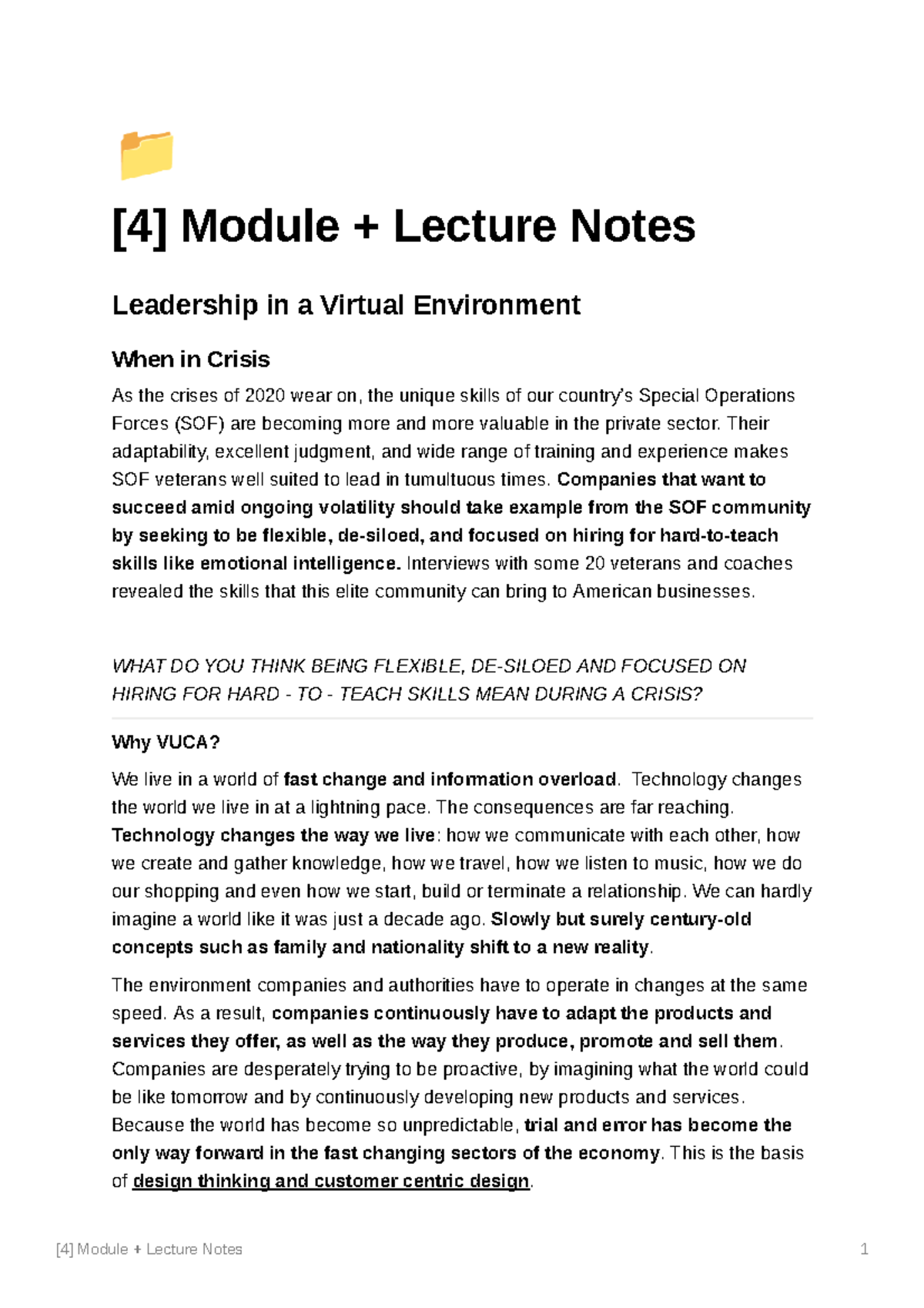 4 - Module Lecture Notes - ̄ [4] Module + Lecture Notes Leadership In A ...