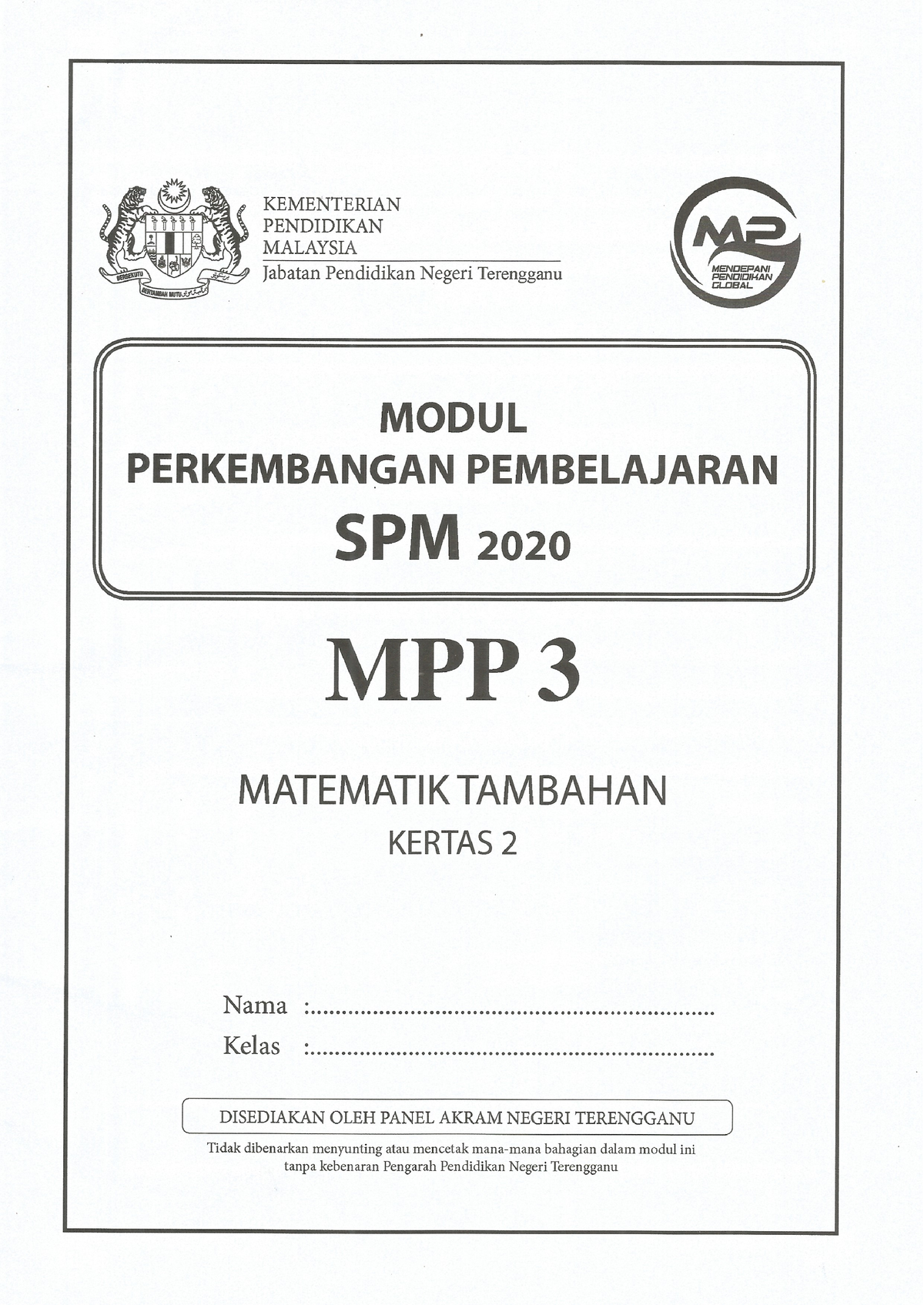 Terengganup22020 SPM TRIAL TERENGGANU Mathematics 1 Studocu