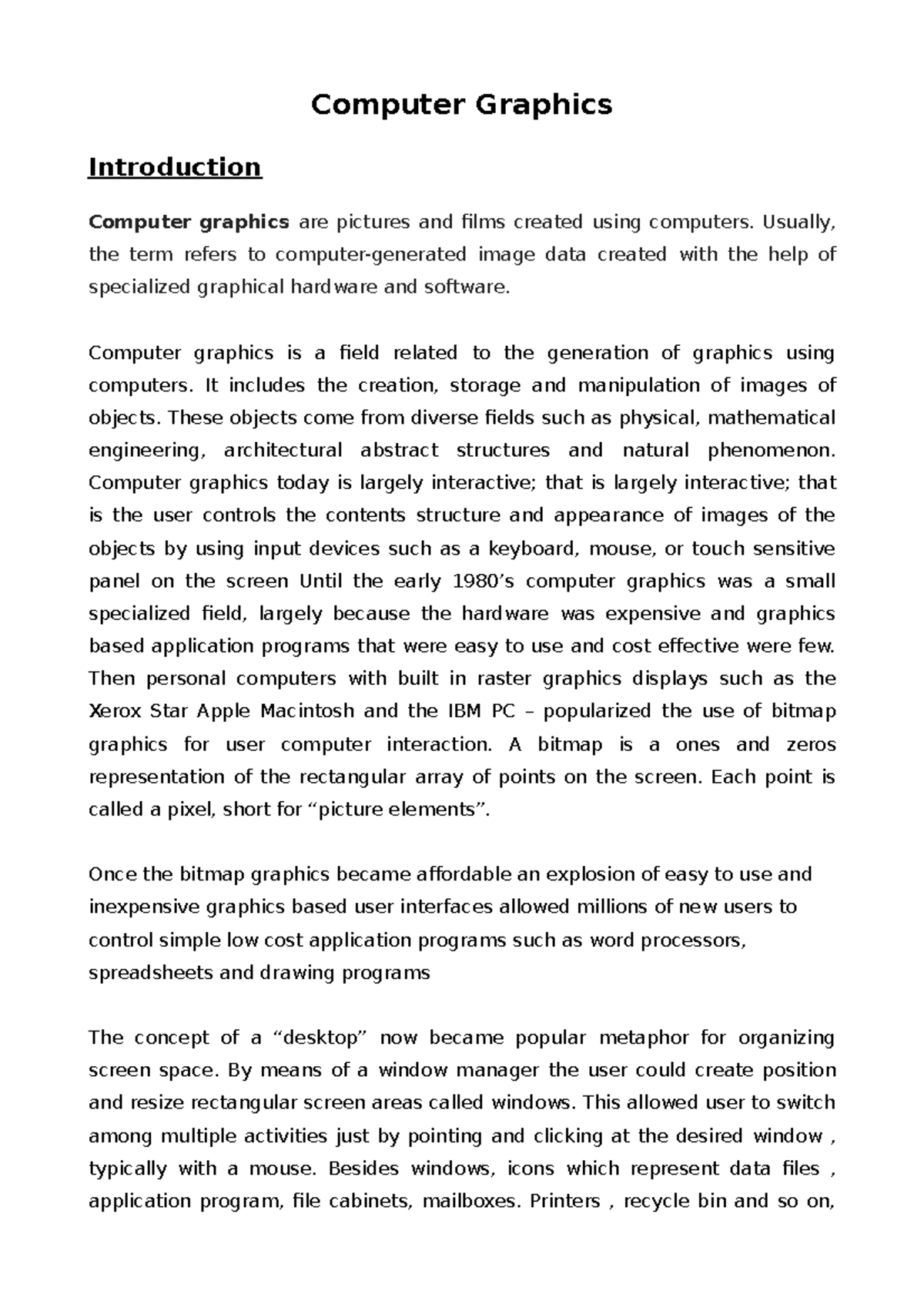 1-Intro+history - Easy assignment - Computer Graphics Introduction ...