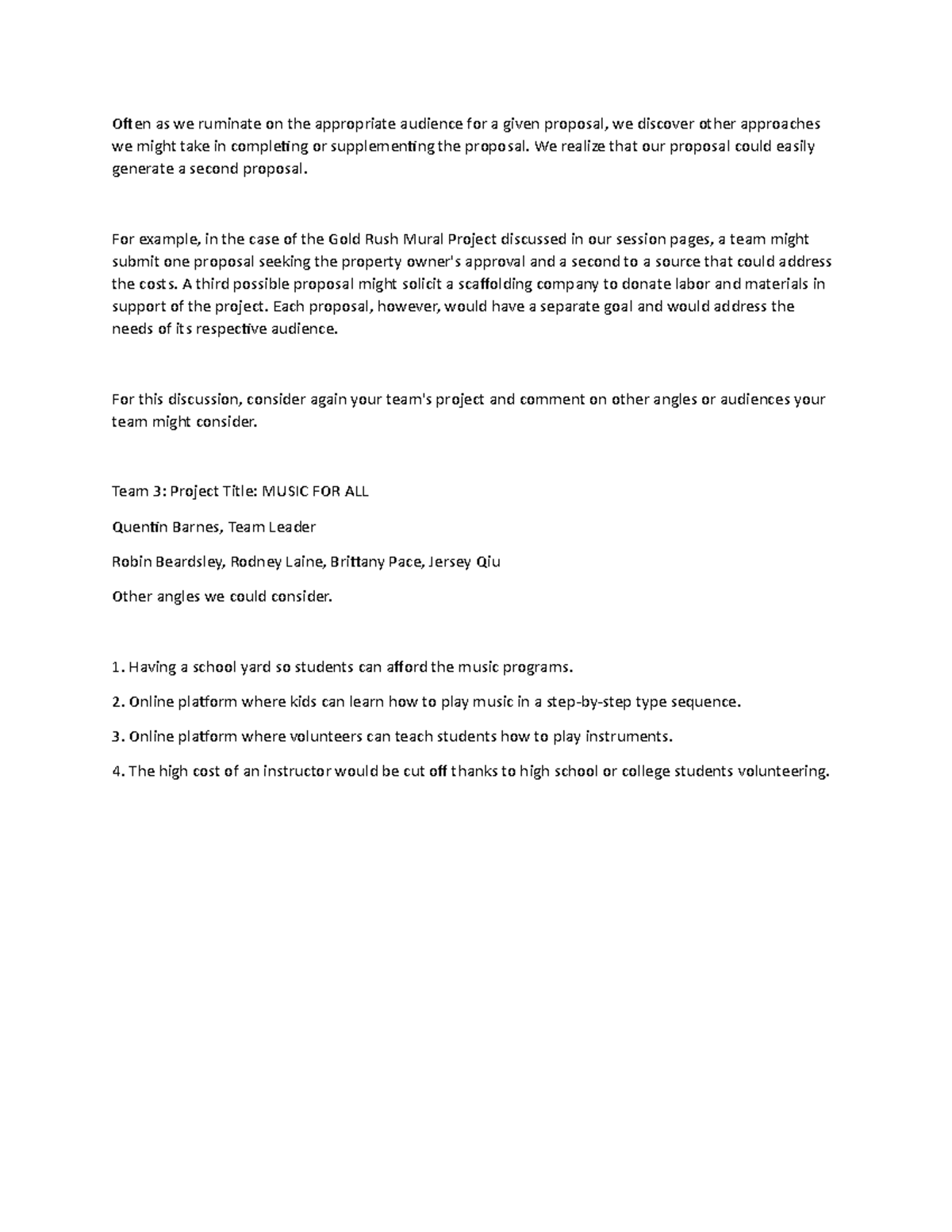 Discussion Topic 11.6 Proposal Upon Proposal Often as we ruminate on