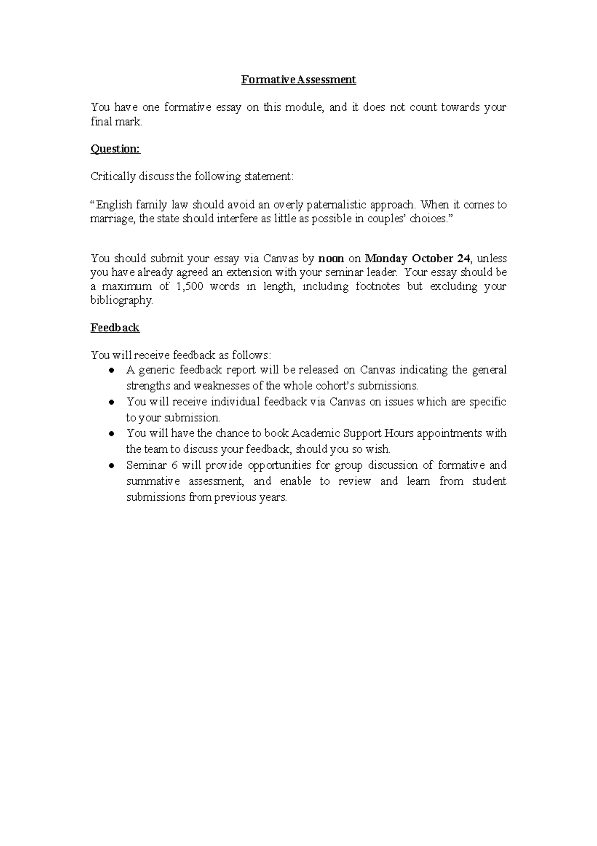 Formative assessment - Formative Assessment You have one formative ...
