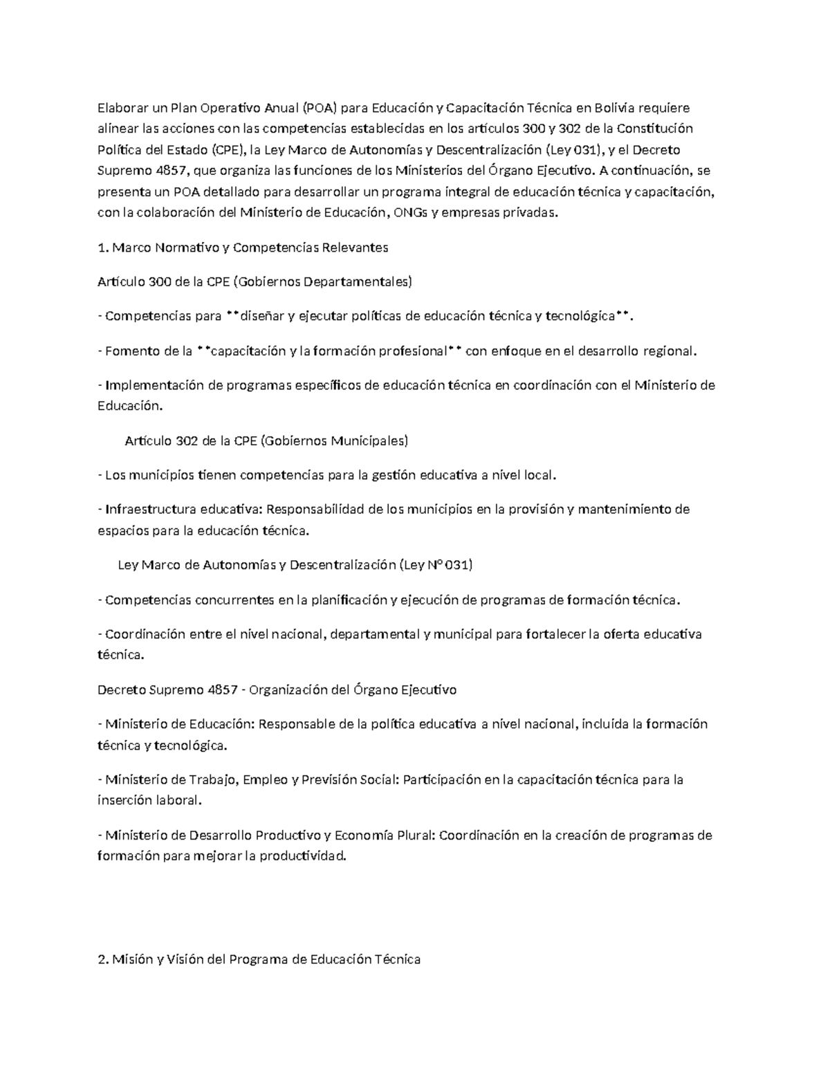 POA educación - Estudio - Elaborar un Plan Operativo Anual (POA) para ...