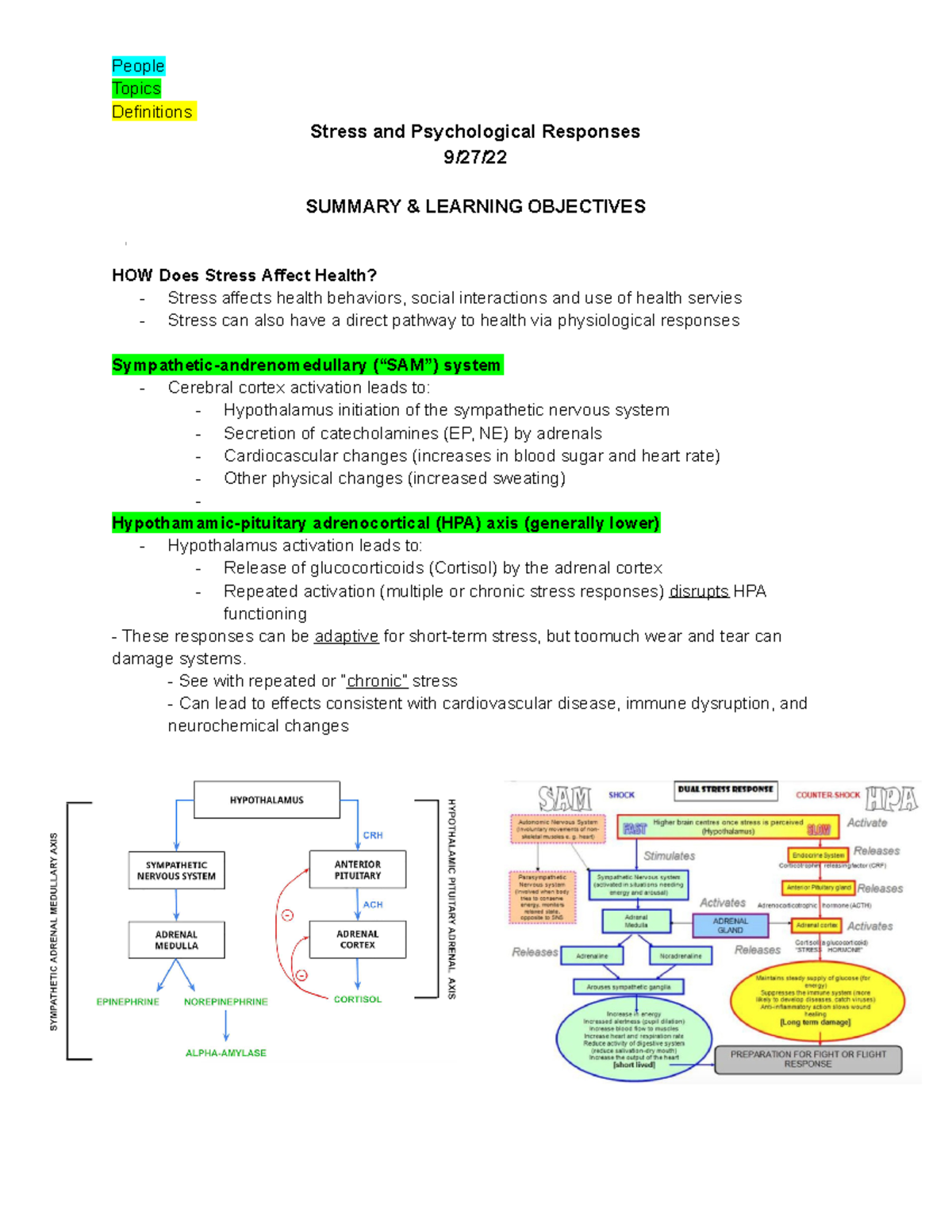 Stress AND Physiological Responses - People Topics Definitions Stress ...