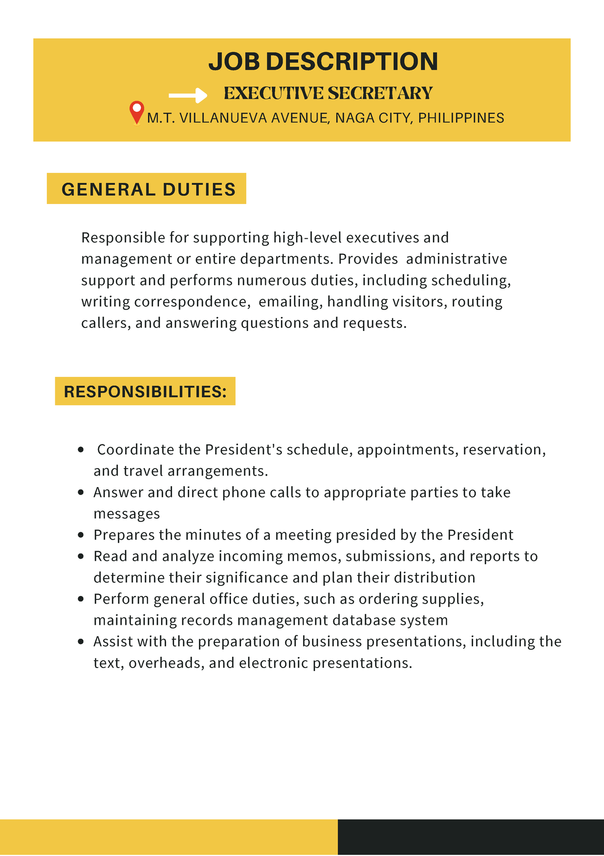 Job Description For Unit Secretary