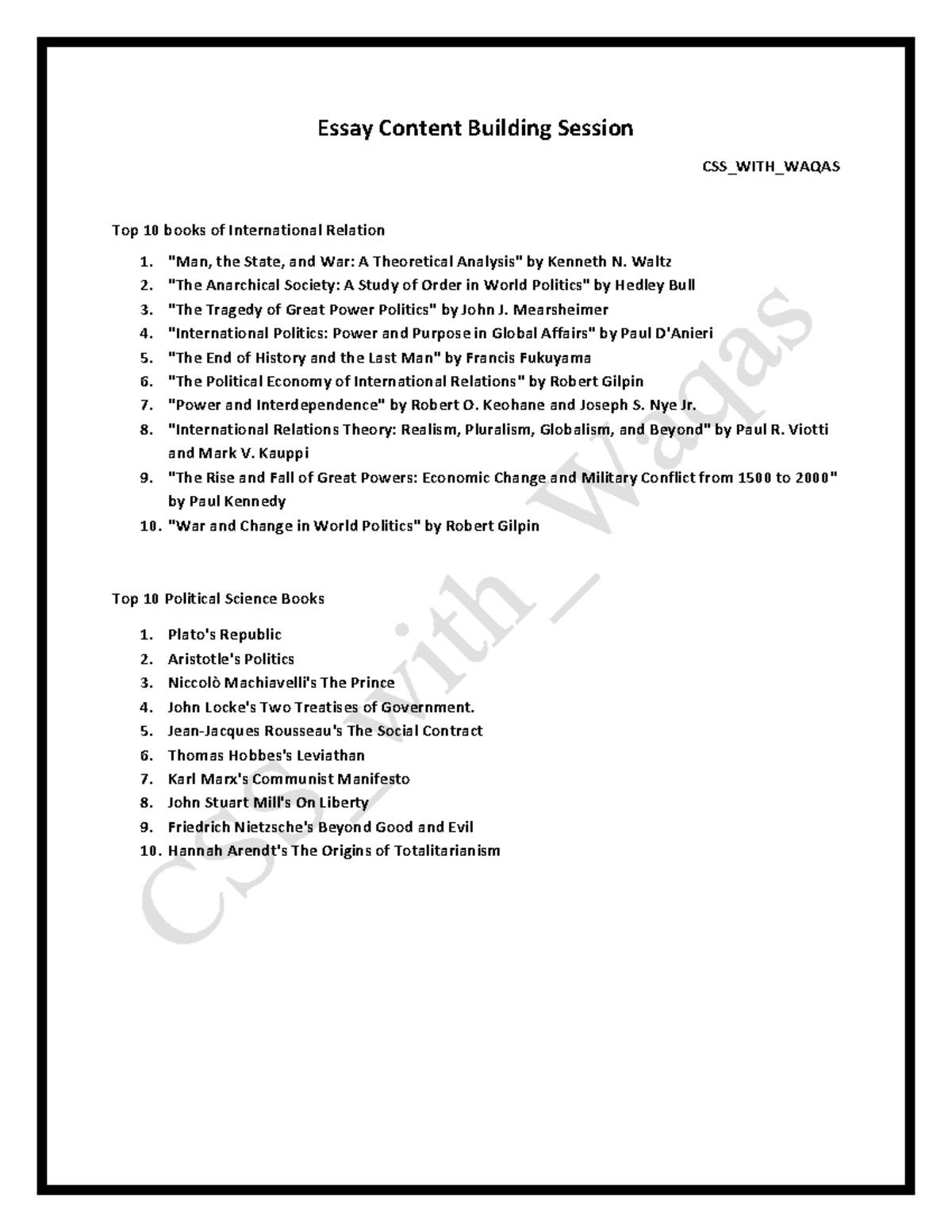 20 books Essay Content Building Session - Essay Content Building ...