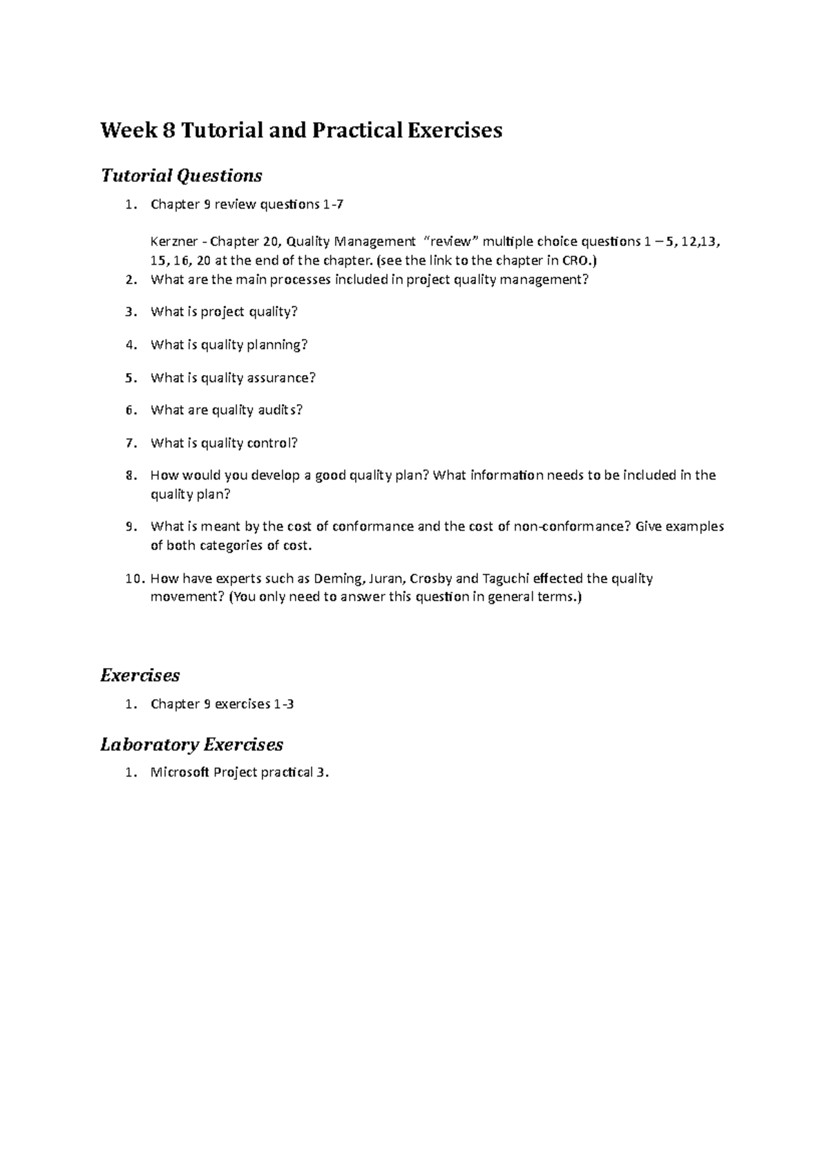 Exam 17 August 2016, questions and answers - Week 8 Tutorial and ...