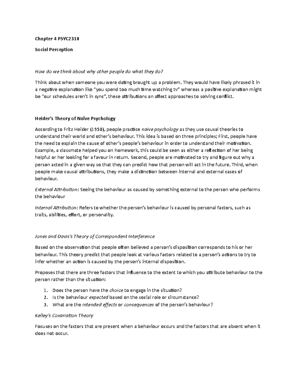 Chapter 4 Textbook Notes - Chapter 4 PSYC Social Perception How do we ...