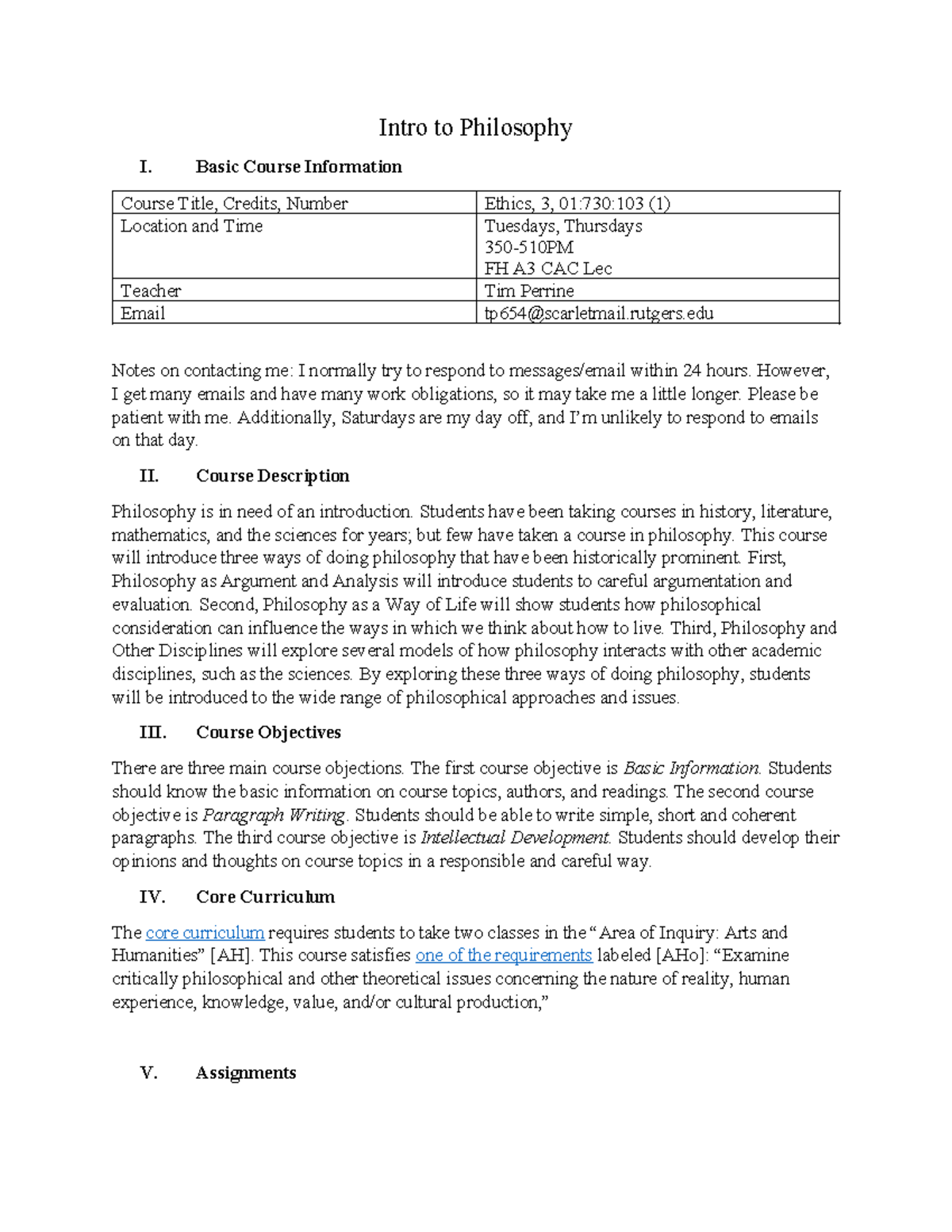 23.08.28 Intro to Phil Syllabus [Finalized] - Intro to Philosophy I ...