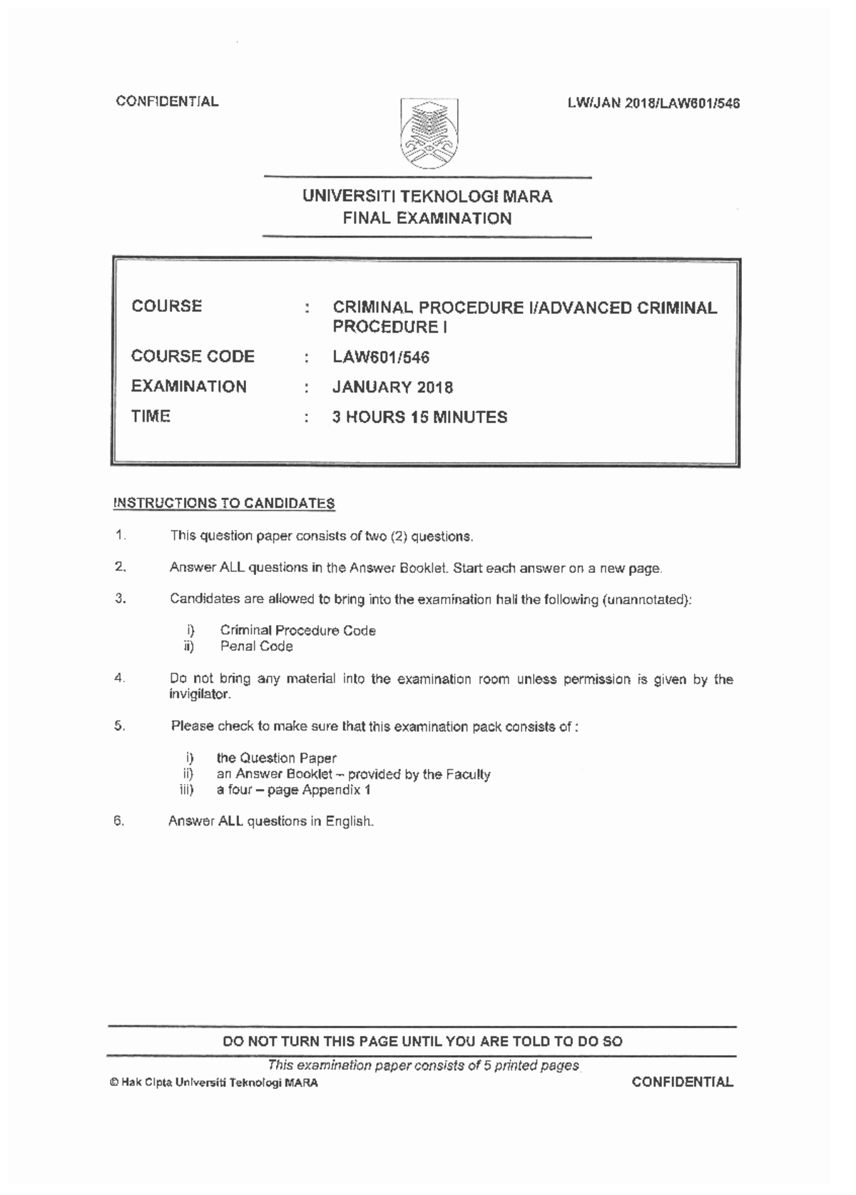 Exam January 2018, questions - Criminal Procedure I - Studocu