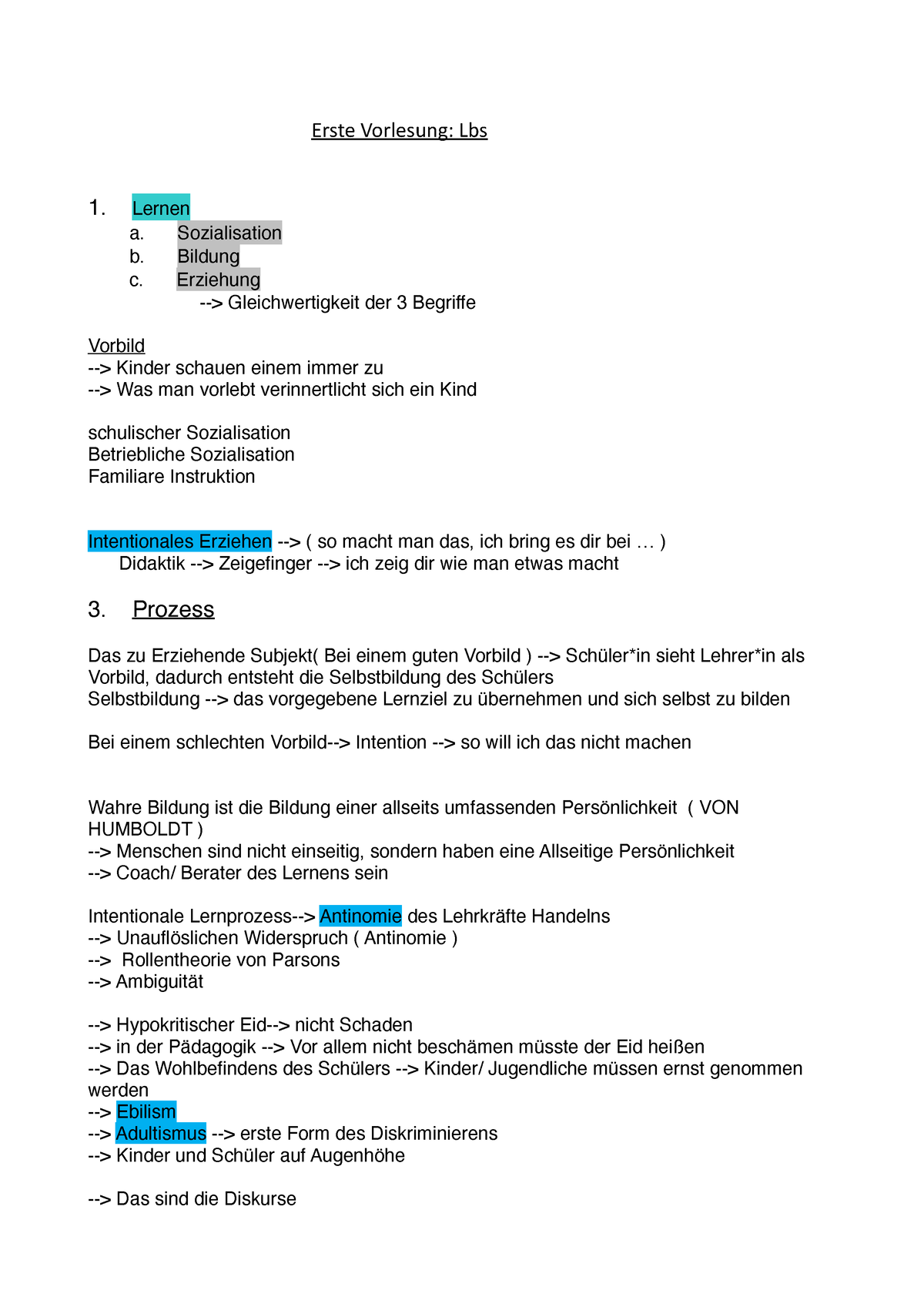 Erste Vorlesung - Mitschriften Bzw Übersicht - Erste Vorlesung: Lbs 1 ...