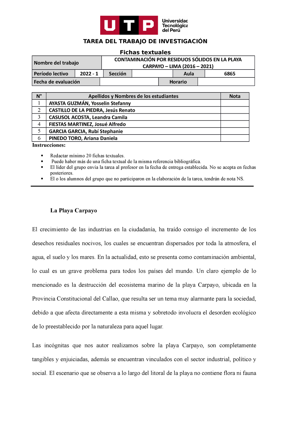 AC S11 Semana 11 Tema 01 Tarea 5 Fichas Textuales - TAREA DEL TRABAJO ...