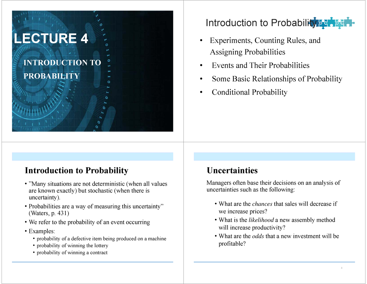 Lecture+4+-+Introduction+to+Probability - LECTURE 4 INTRODUCTION TO ...