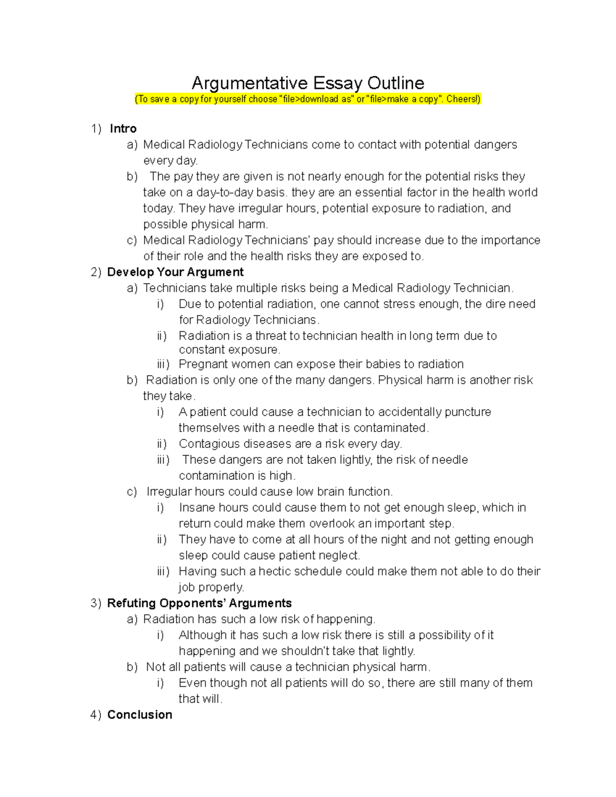 Argumentative Essay Outline draft - Argumentative Essay Outline (To ...
