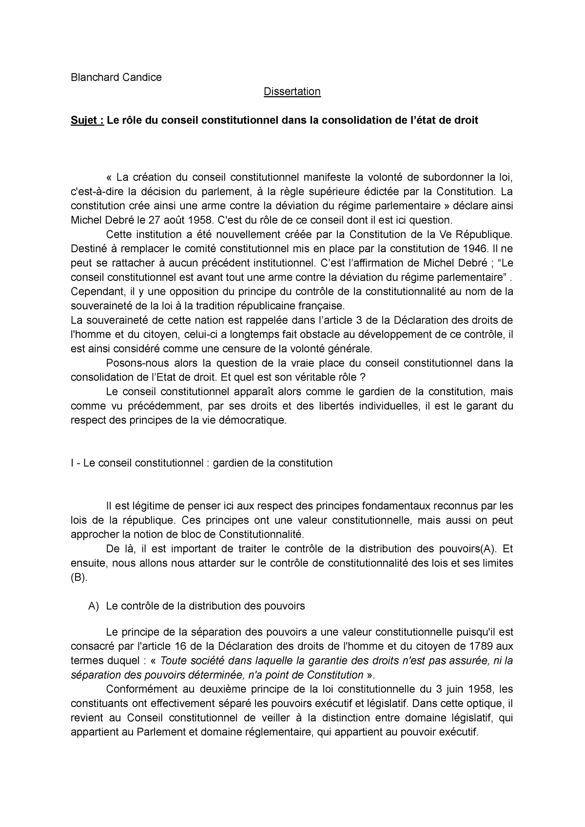 phrase d'accroche dissertation sur le conseil constitutionnel