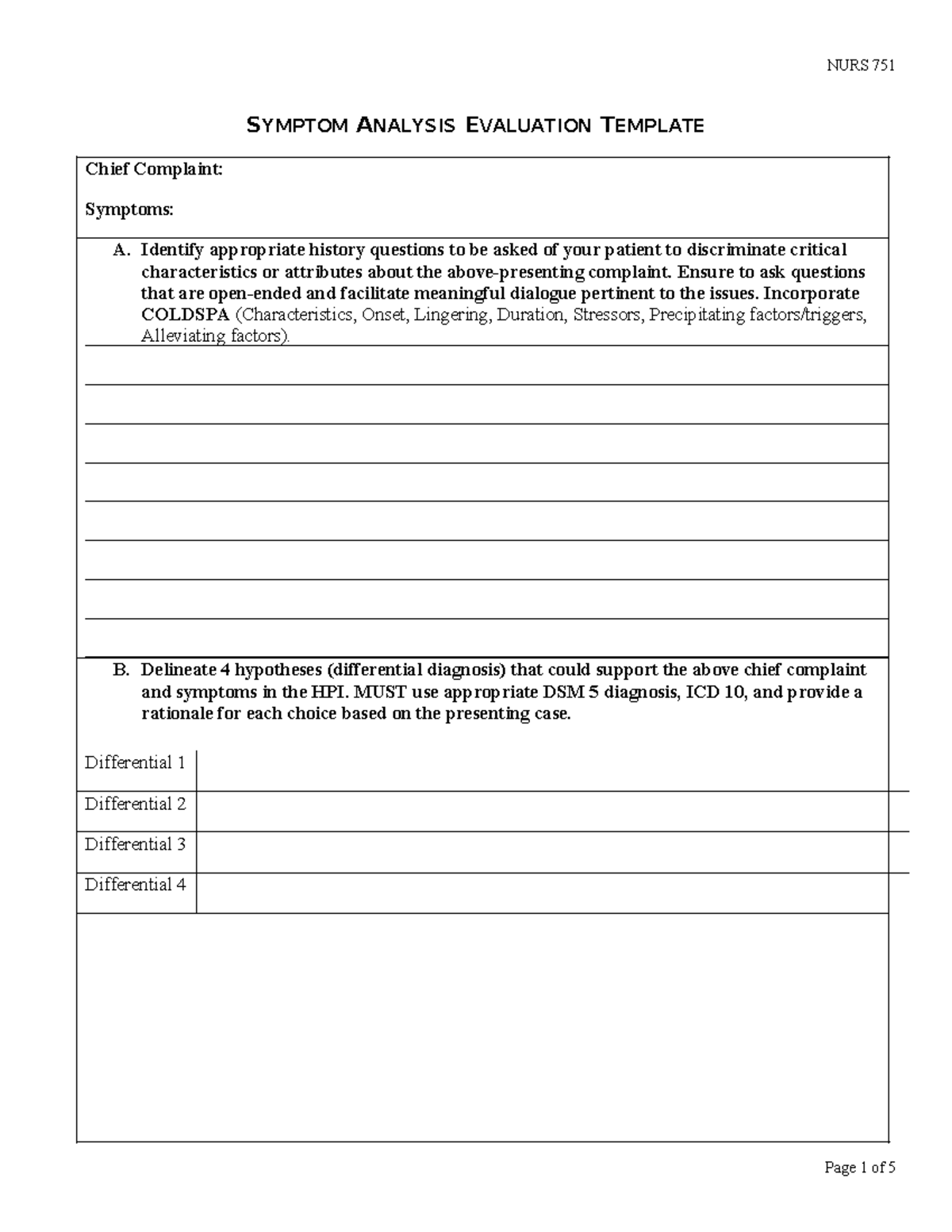 Symptom Analysis Evaluation Template-4 - Symptom Analysis Evaluation 