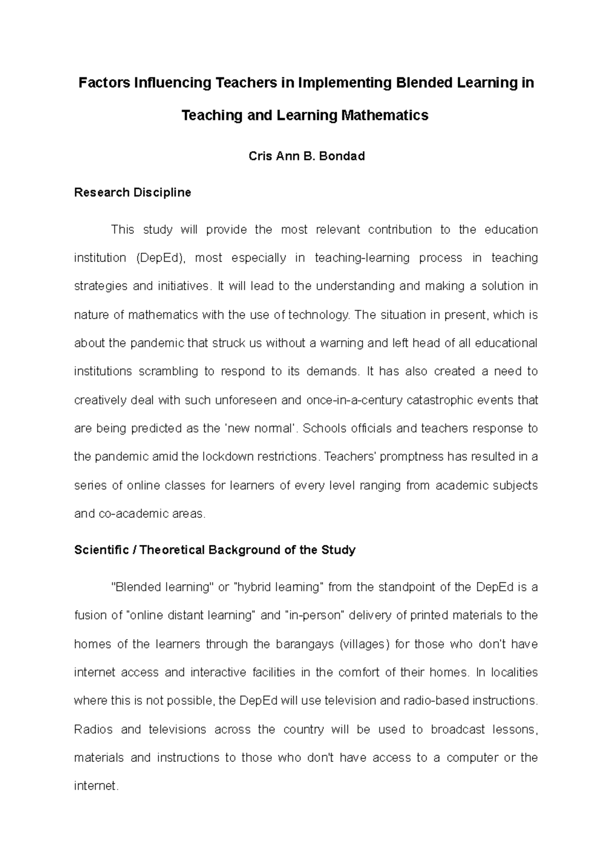 Teachers implementing blended learning in teaching and learning ...