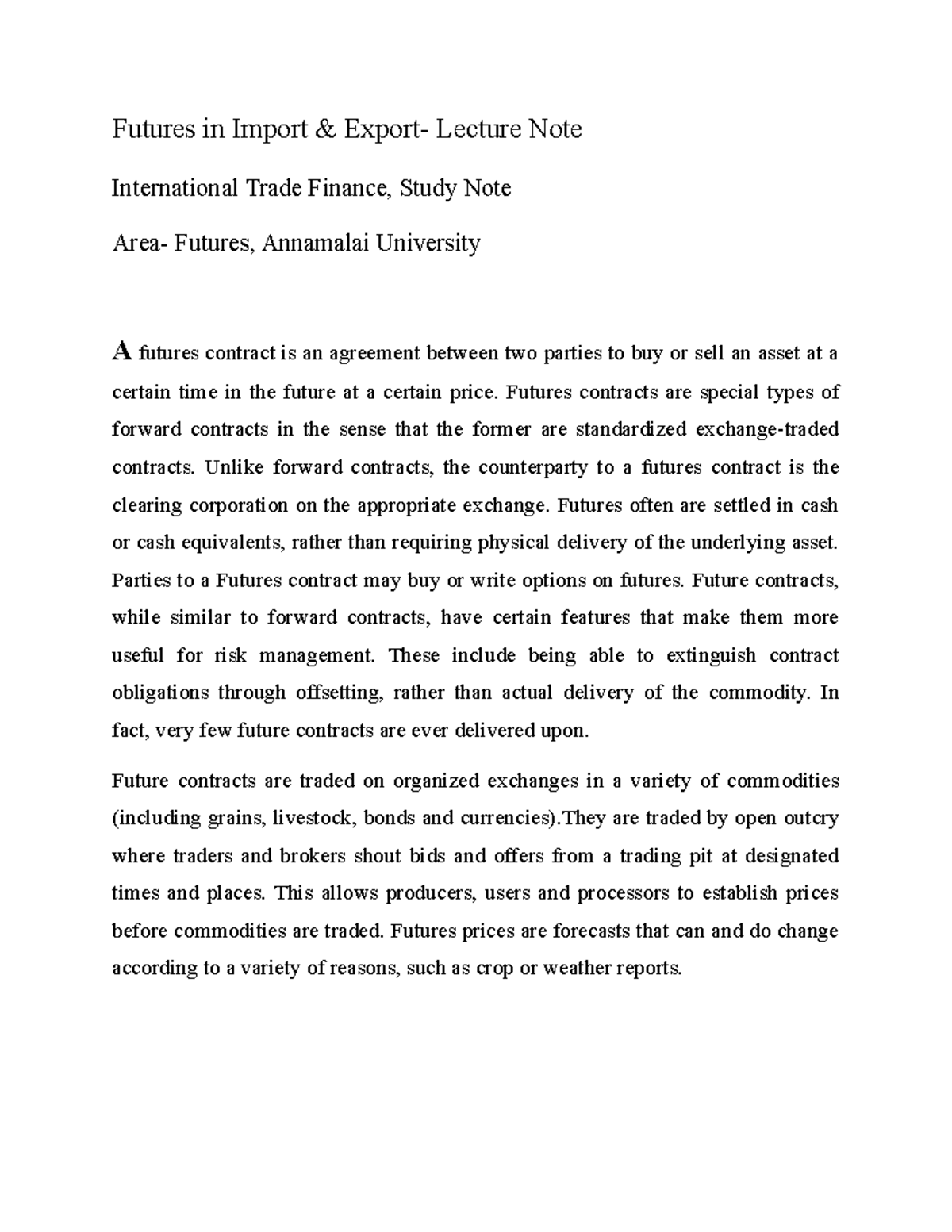 Futures - Its useful for examination. - Futures in Import & Export ...