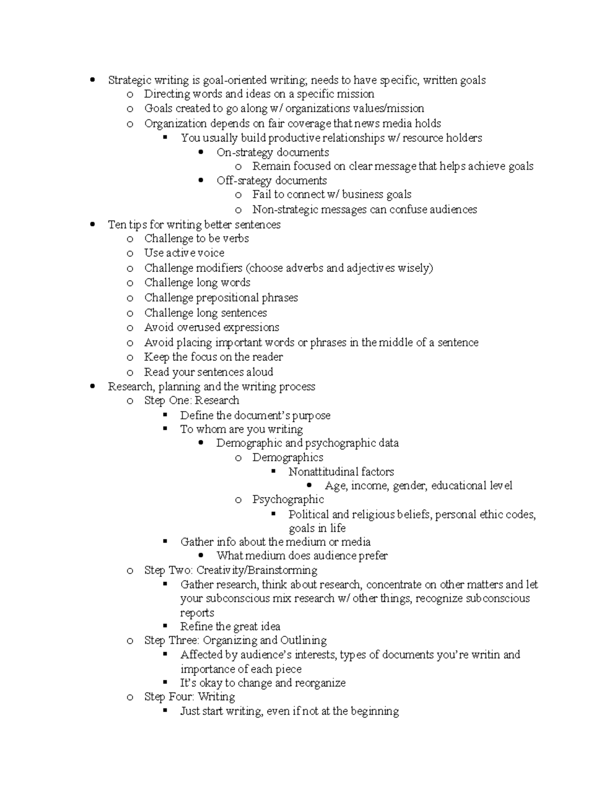 Section 1 - Strategic Writing - Strategic writing is needs to have ...