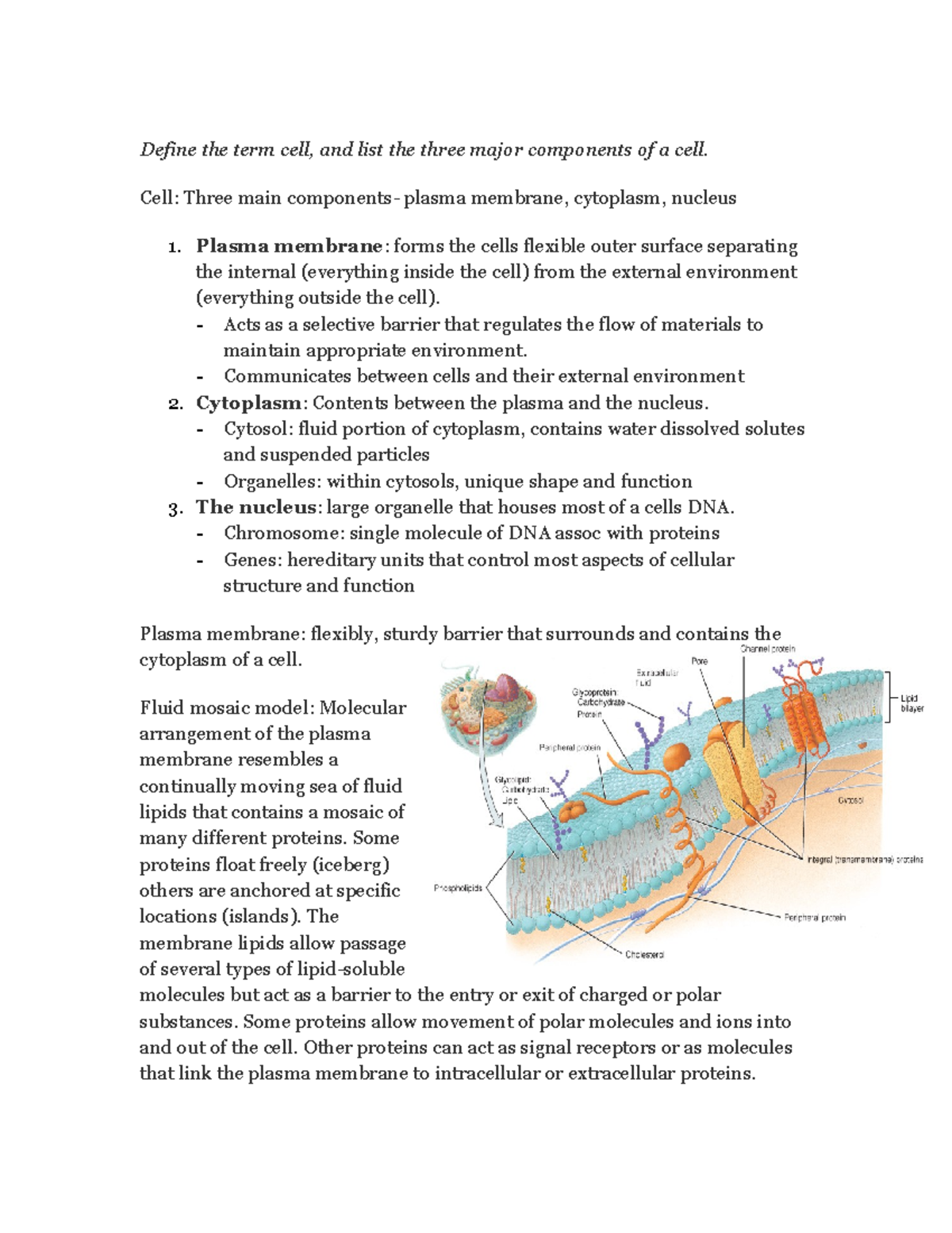 BIO CH 3 Notes - follows study guide - BIOL 235 Biology - StuDocu