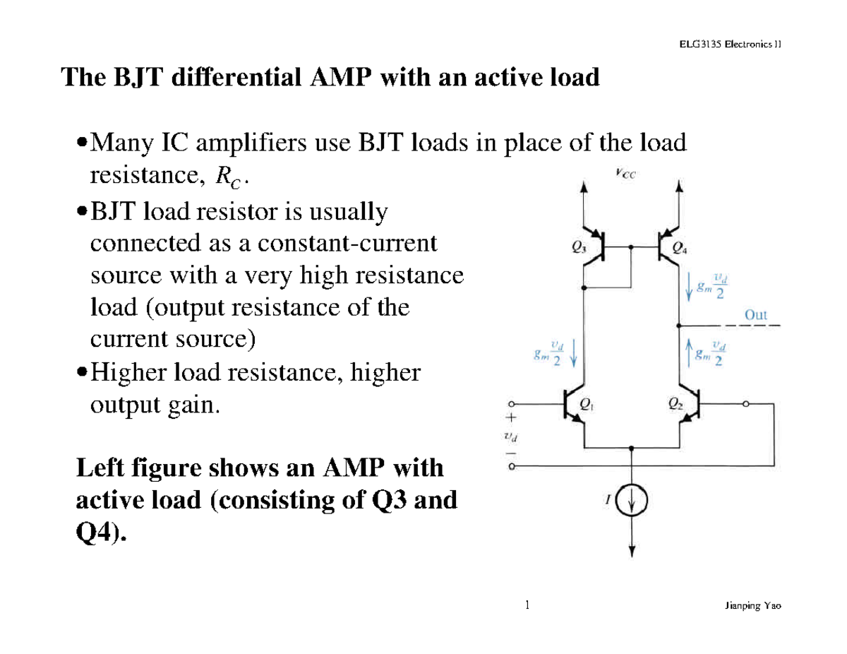 BJT Diff Amp 3 - Therefore, The Expression Of The Working Amplifier ...