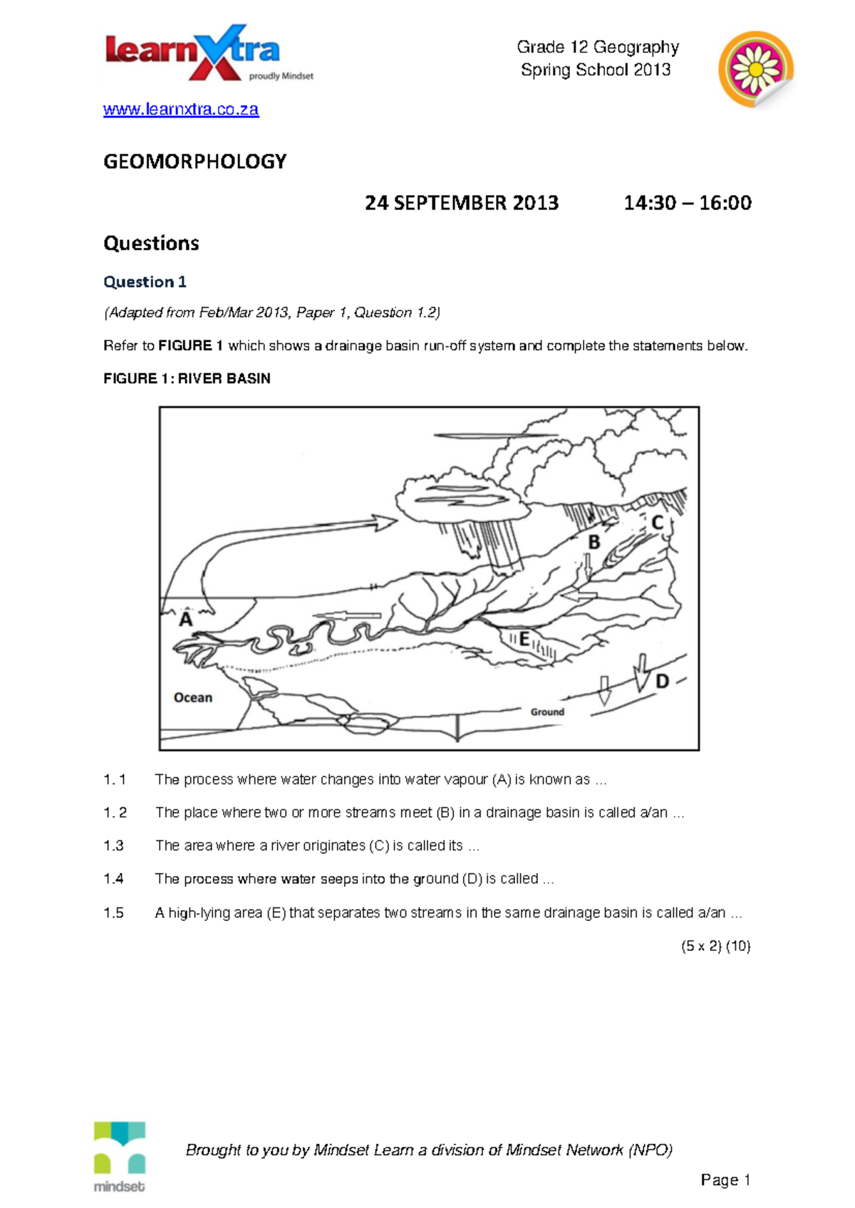 Geomorphology Spring School 2013 learnxtra.co Brought to you by