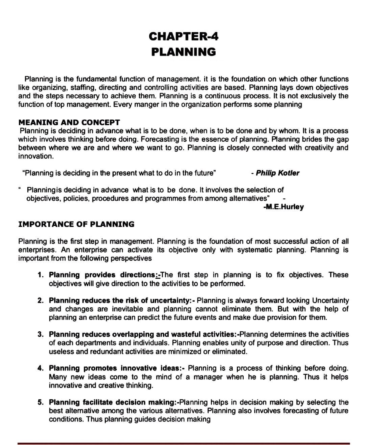 PLUS TWO- Business Studies Chapter 4 - CHAPTER- PLANNING Planning Is ...