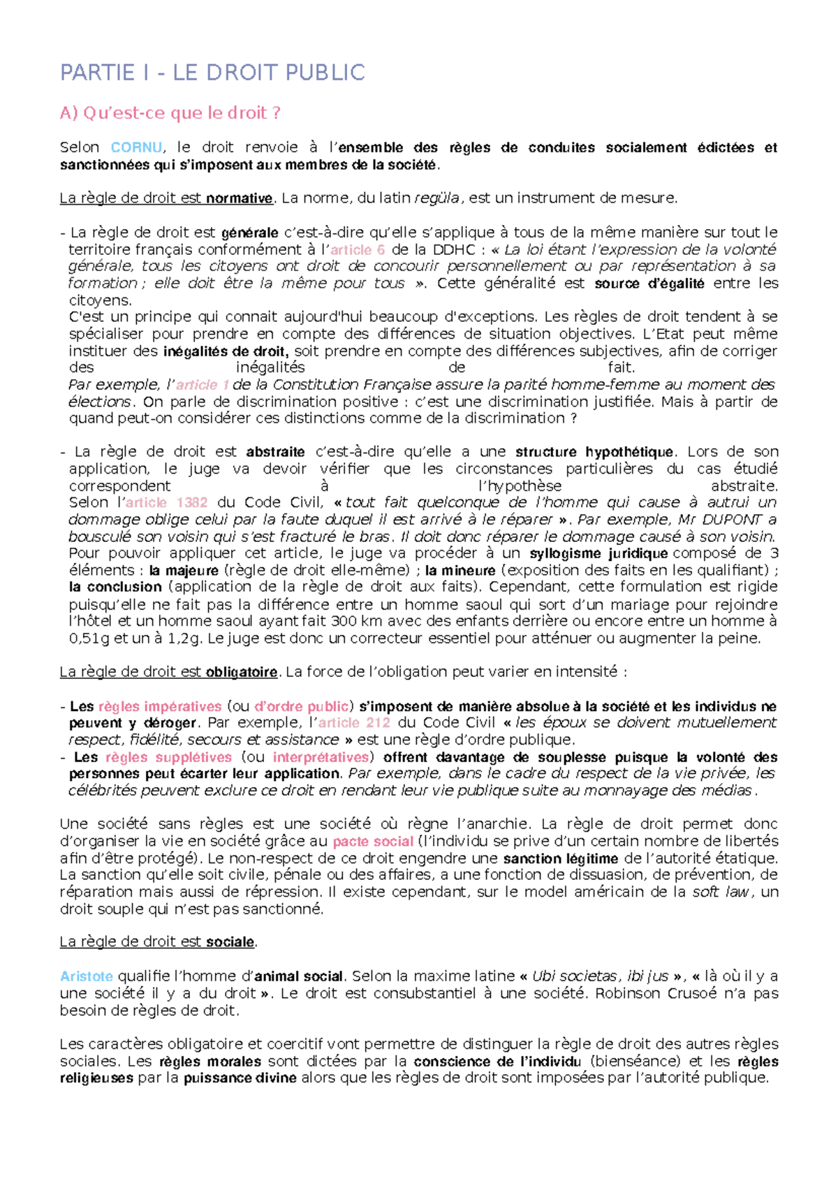 Droit-public - Notes de cours Introduction au droit public - PARTIE I ...