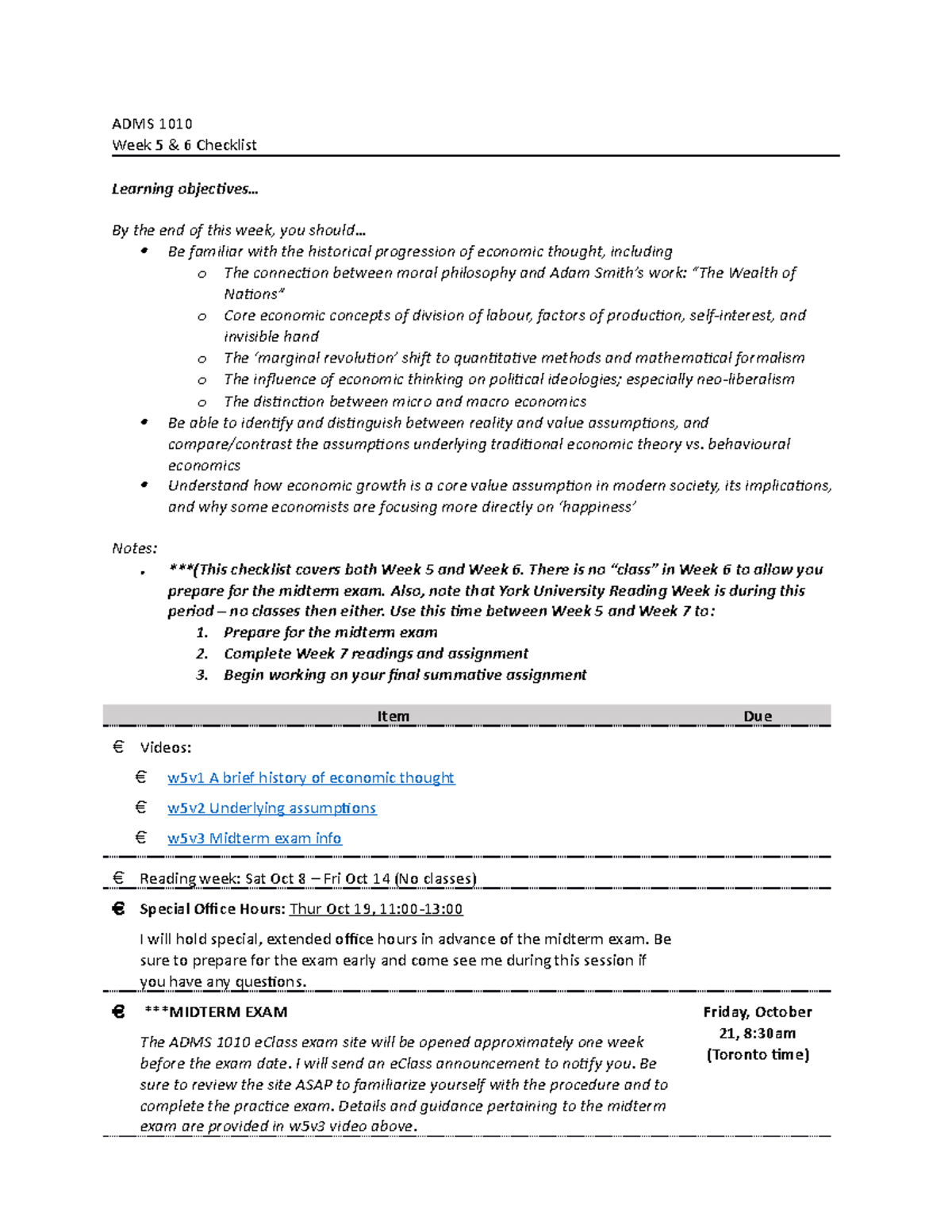 Wk5 - 6. Checklist - ADMS 1010 Week 5 & 6 Checklist Learning objectives ...