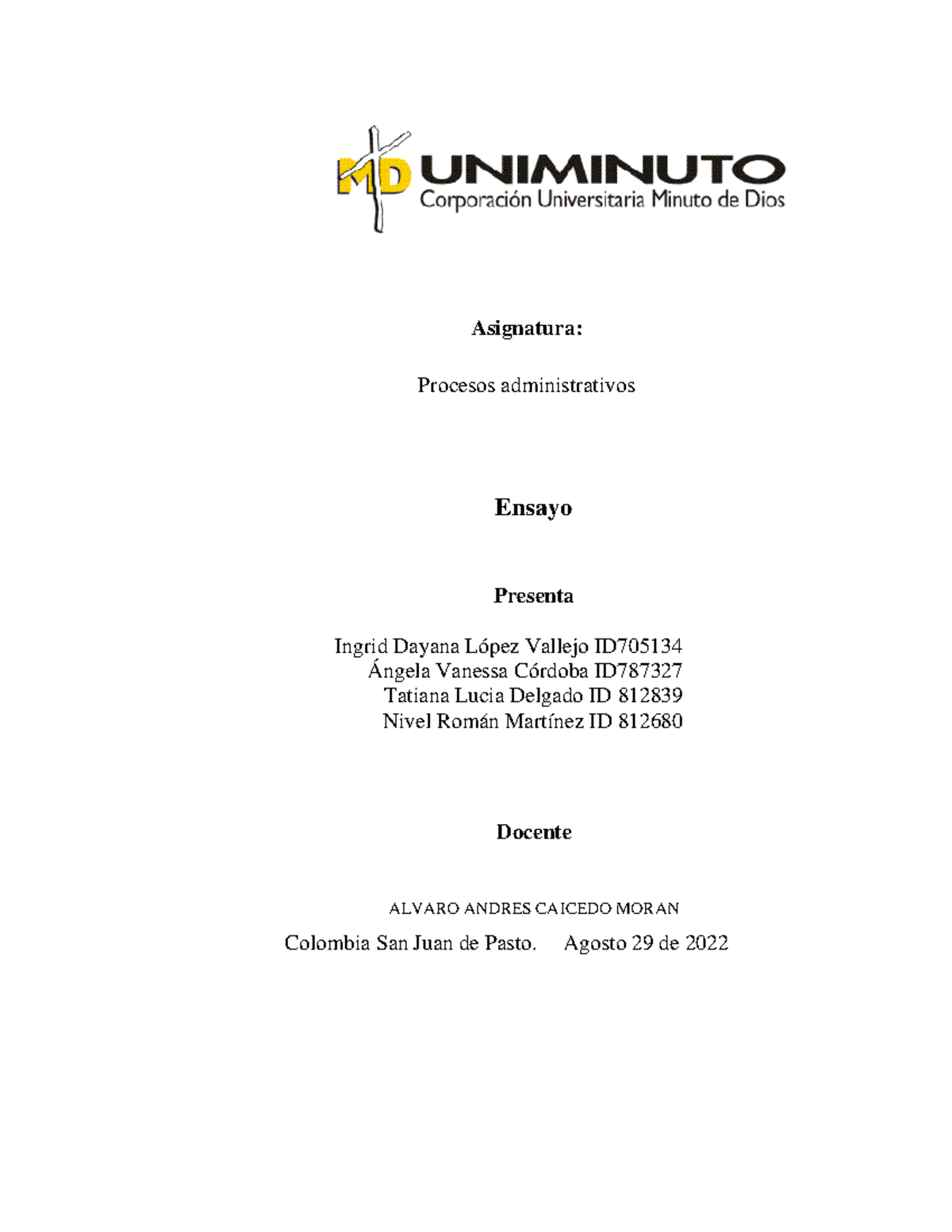 Activida 3 Ensayo - Asignatura: Procesos Administrativos Ensayo ...