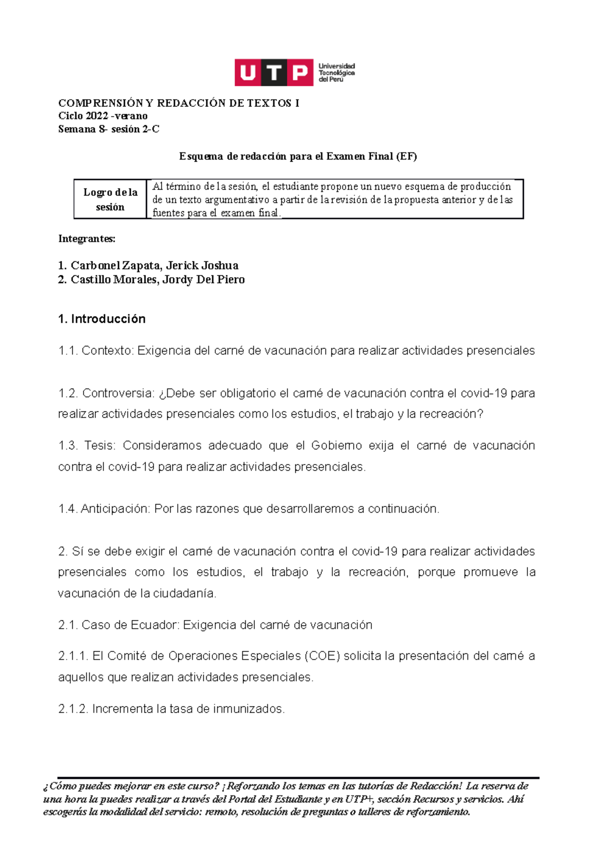 S08.s2-C Esquema Para EF-78524 - COMPRENSIÓN Y REDACCIÓN DE TEXTOS I ...