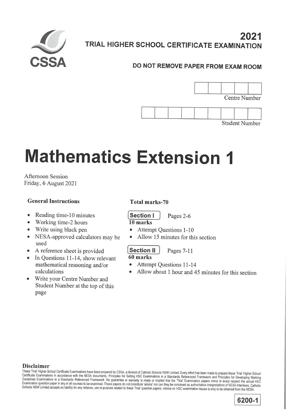 CSSA Maths Ext 1 HSC Trial Exam - Sociolinguistics - UNSA - Studocu