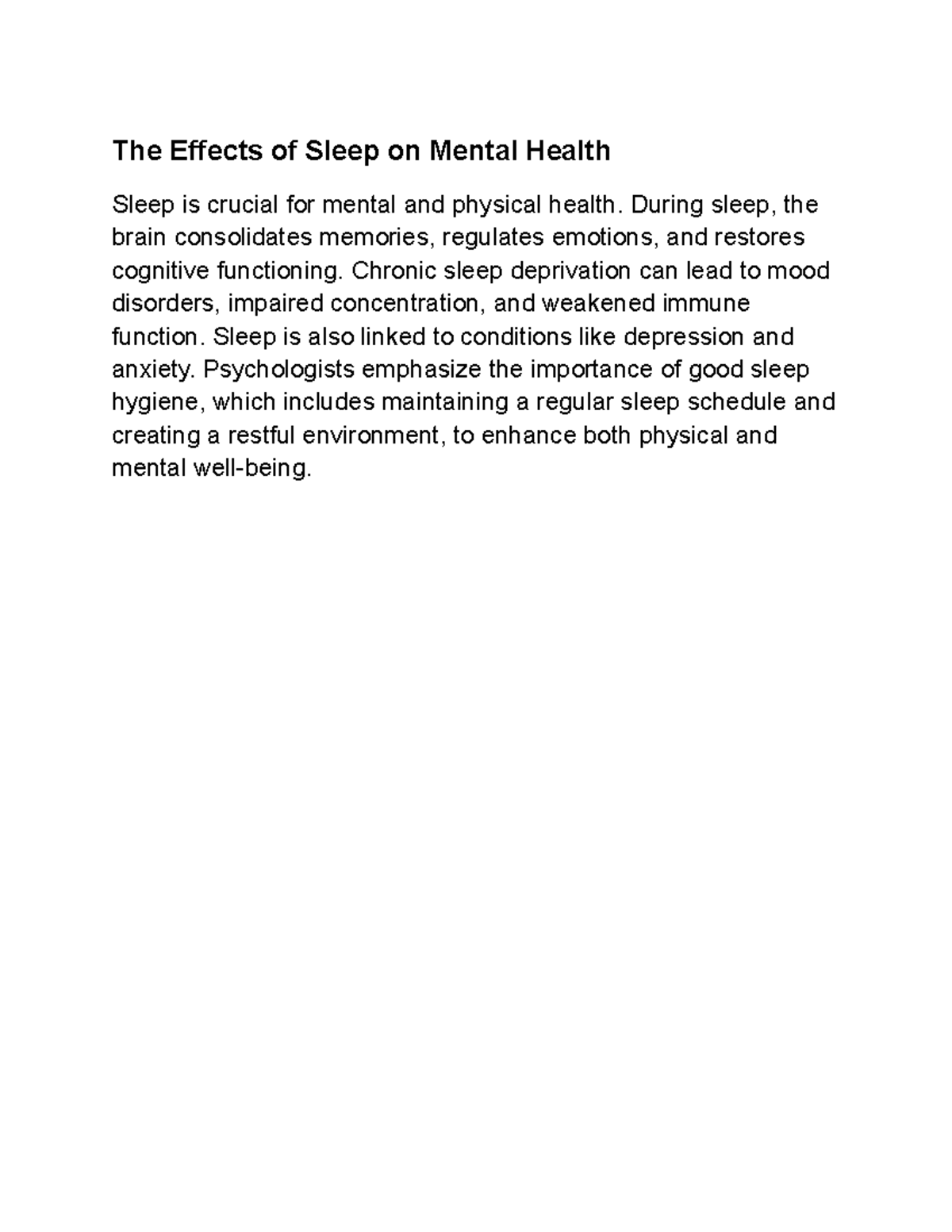 The Effects of Sleep on Mental Health - During sleep, the brain ...