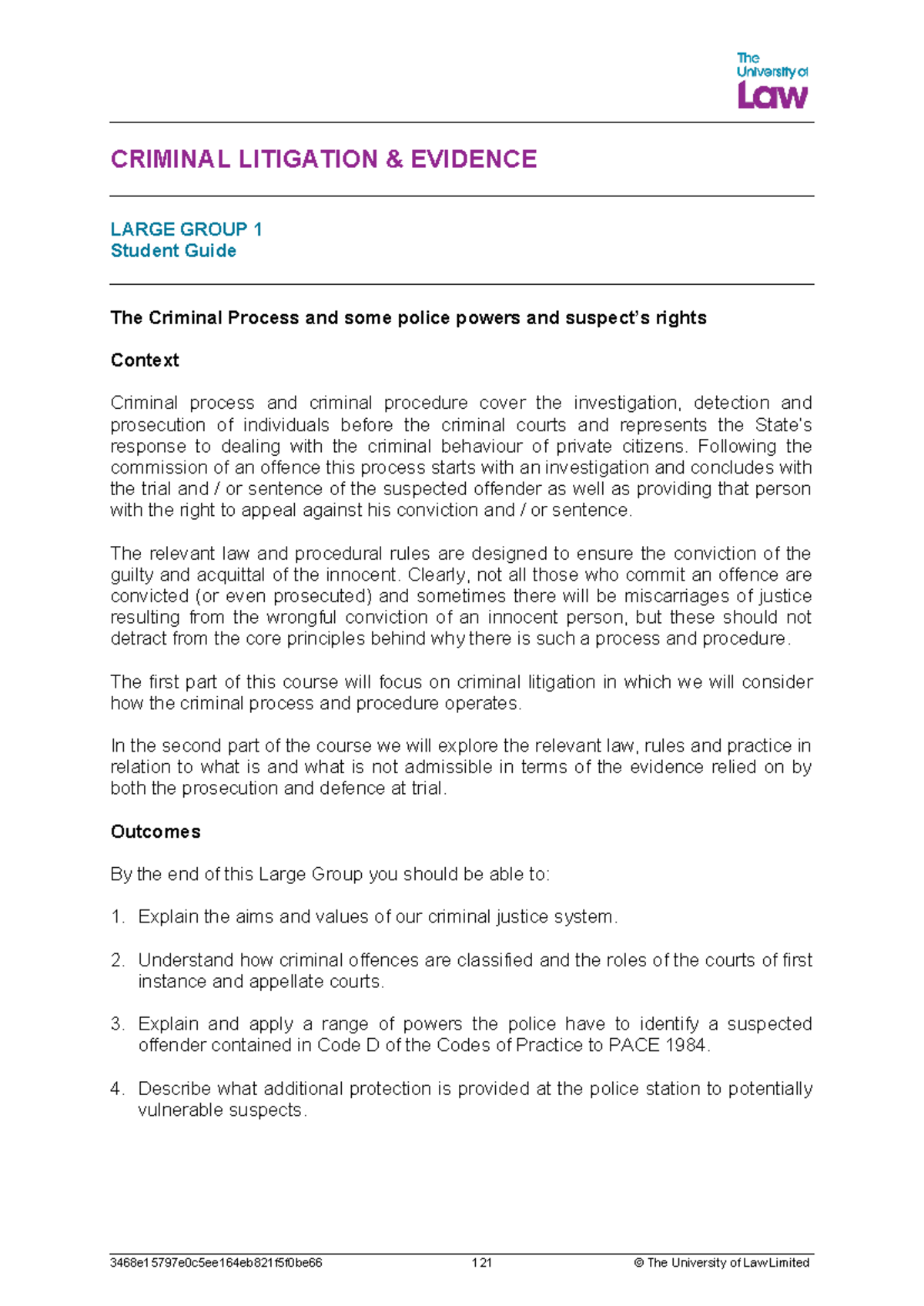 2324 Large group 1 Student Notes- Blank - CRIMINAL LITIGATION ...
