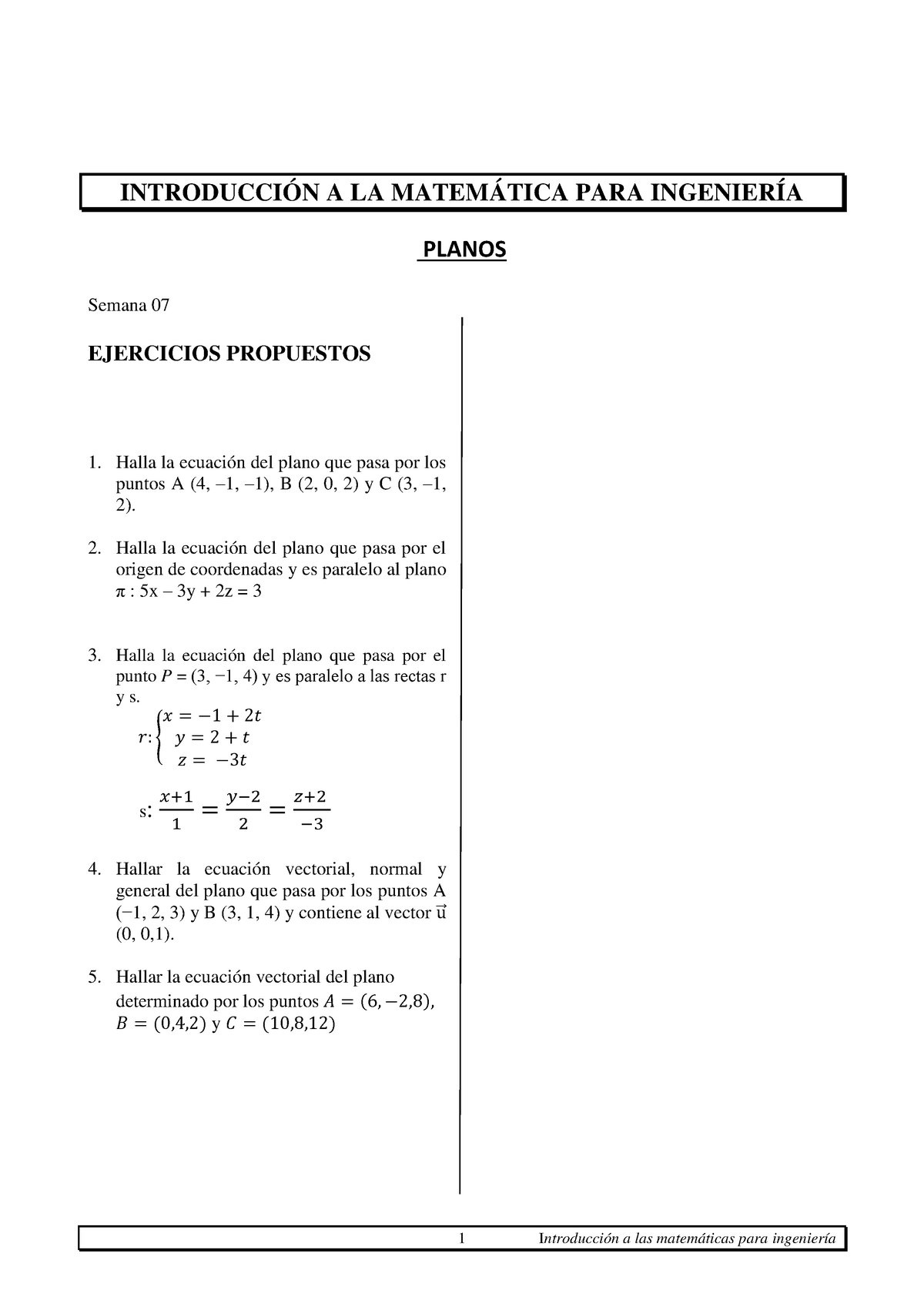 S S Resolver Ejercicios I Ntroducci N A Las Matem Ticas Para Ingenier A Introducci N A