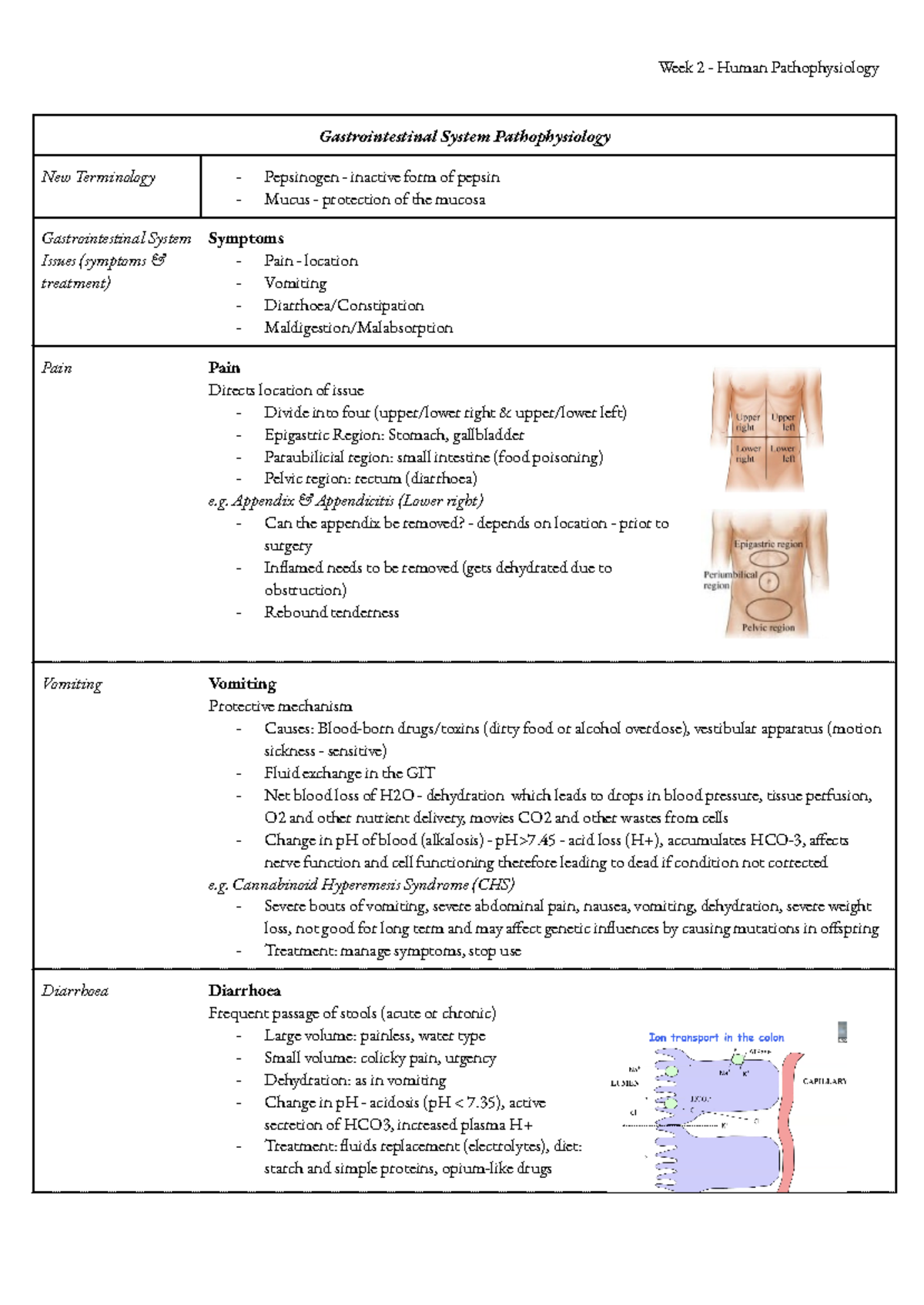 HP 91830 Week 2 - Gastrointestinal System Pathophysiology ...