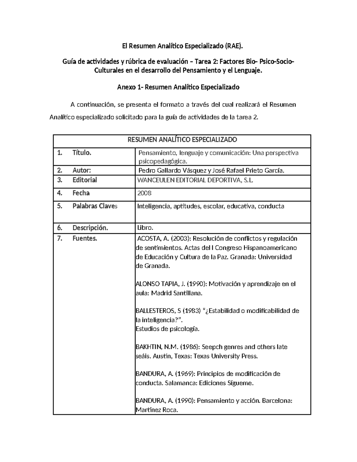 raede la vida en el ser - El Resumen Analítico Especializado (RAE ...